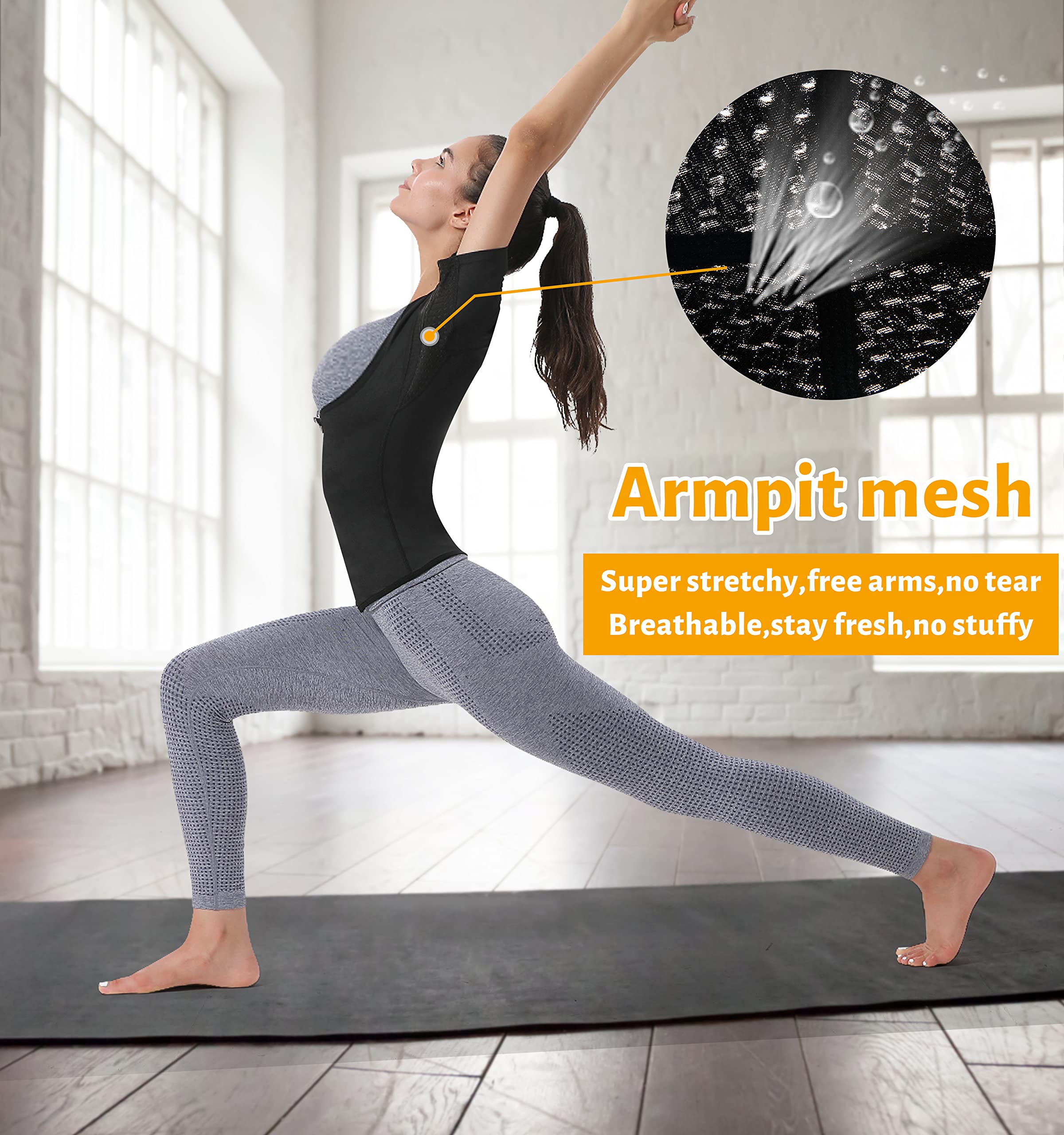 Women's Sauna Vest Sweat Tank Top - Zipper Compression Shirt for Weight Loss & Heat Trapping Waist Trainer - Perfect for Workout, Gym & Home Sauna Sessions