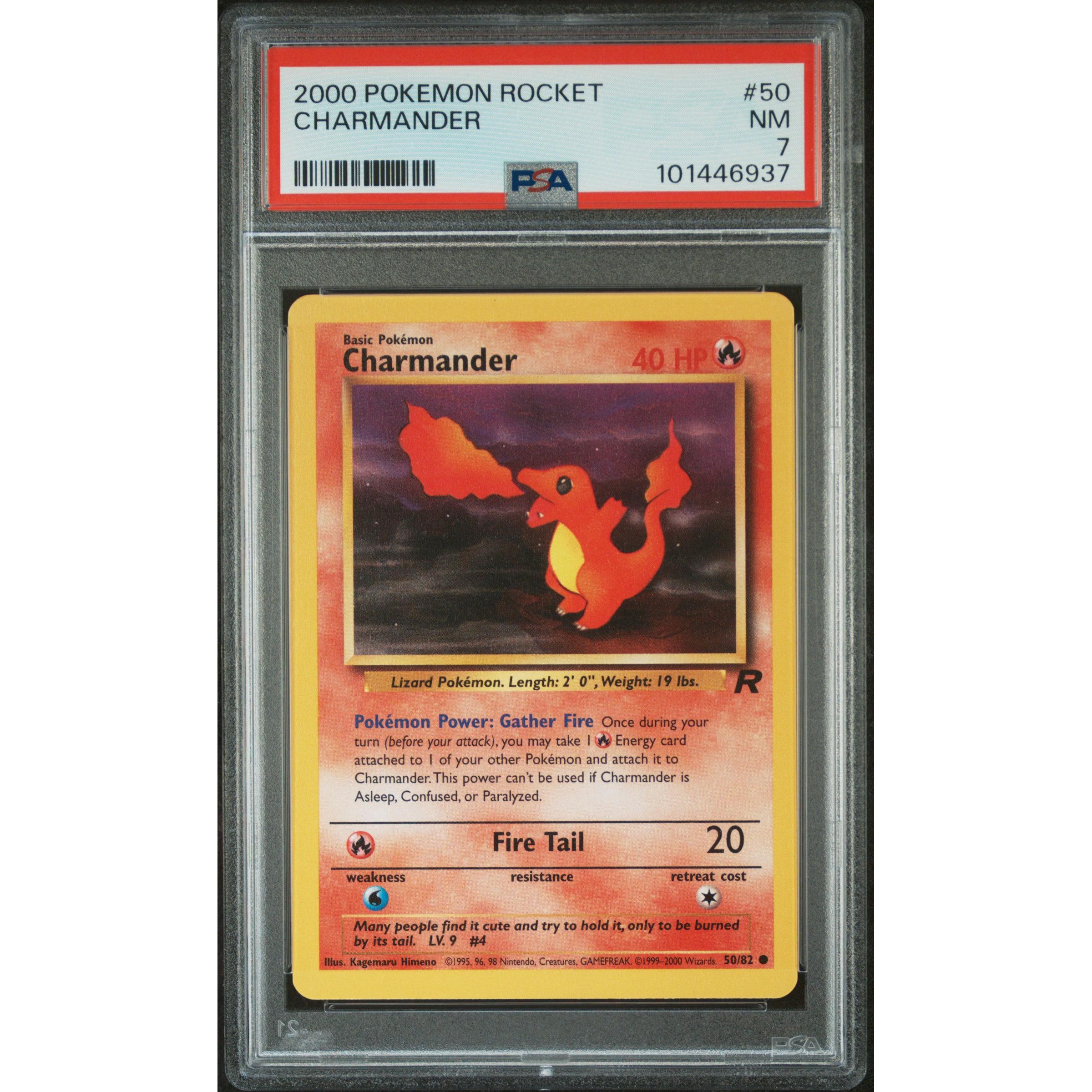 2000 Pokemon Rocket Charmander 50/82 PSA 7 Graded Card - Rare Collectible for Trading Card Game (TCG) Enthusiasts & Pokemon Fans - Perfect for Display, Investment, and Battling Decks