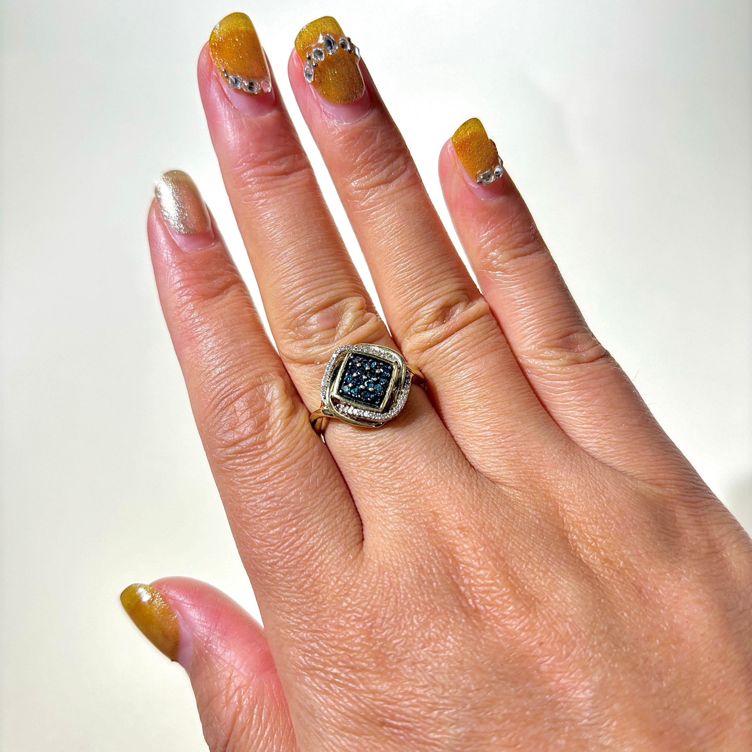 Exquisite Blue Diamond Engagement Ring | 0.32ctw & 0.19ctw | Size 6.75 | Perfect for Proposals, Anniversaries & Special Occasions