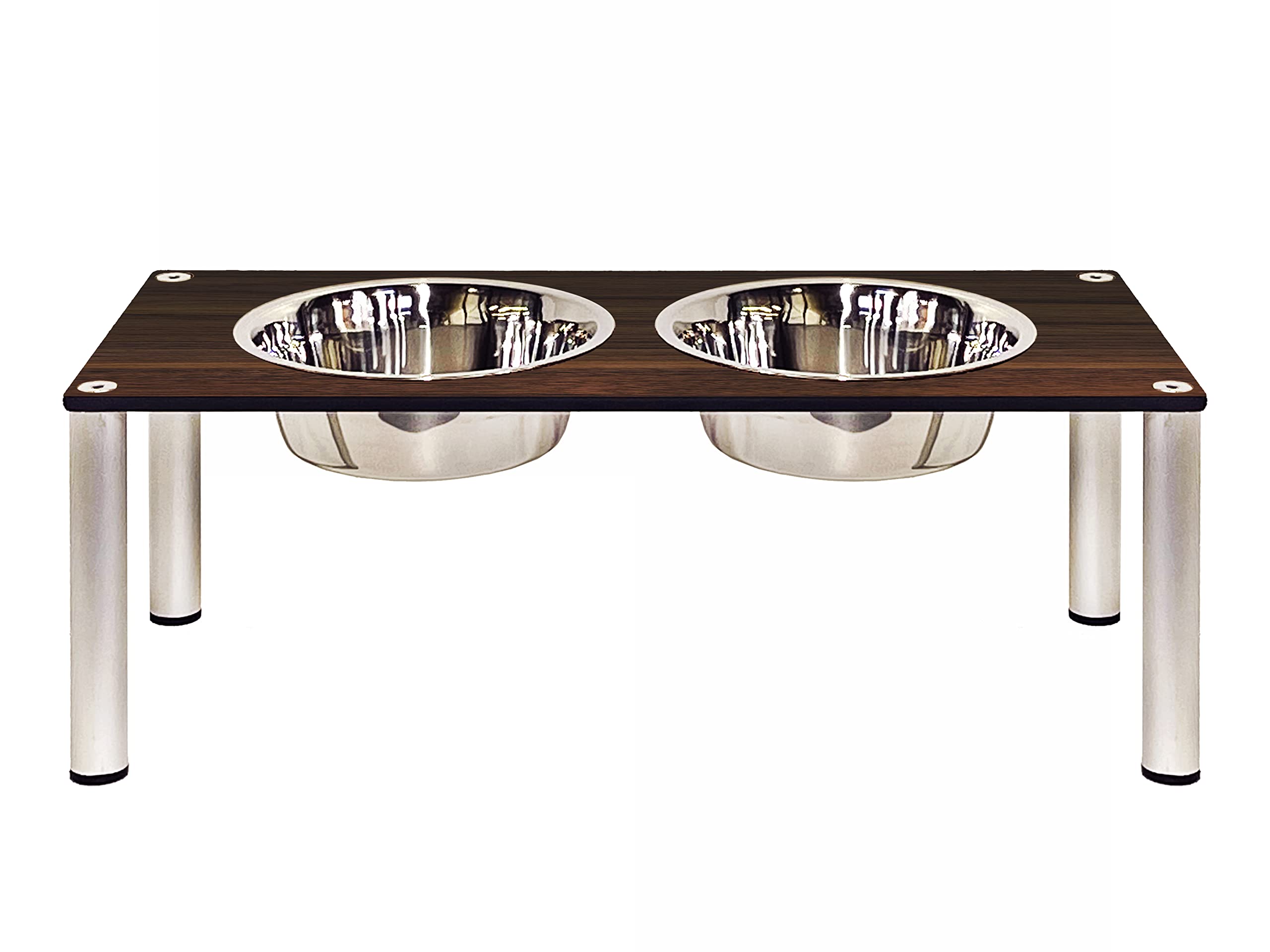 Elevated Pet Bowls for Cats & Dogs - Adjustable Height Aluminum Stand with 2 Stainless Steel Bowls (Small/Medium/Large) - Perfect for Indoor & Outdoor Feeding - Medium Size (Tosca)