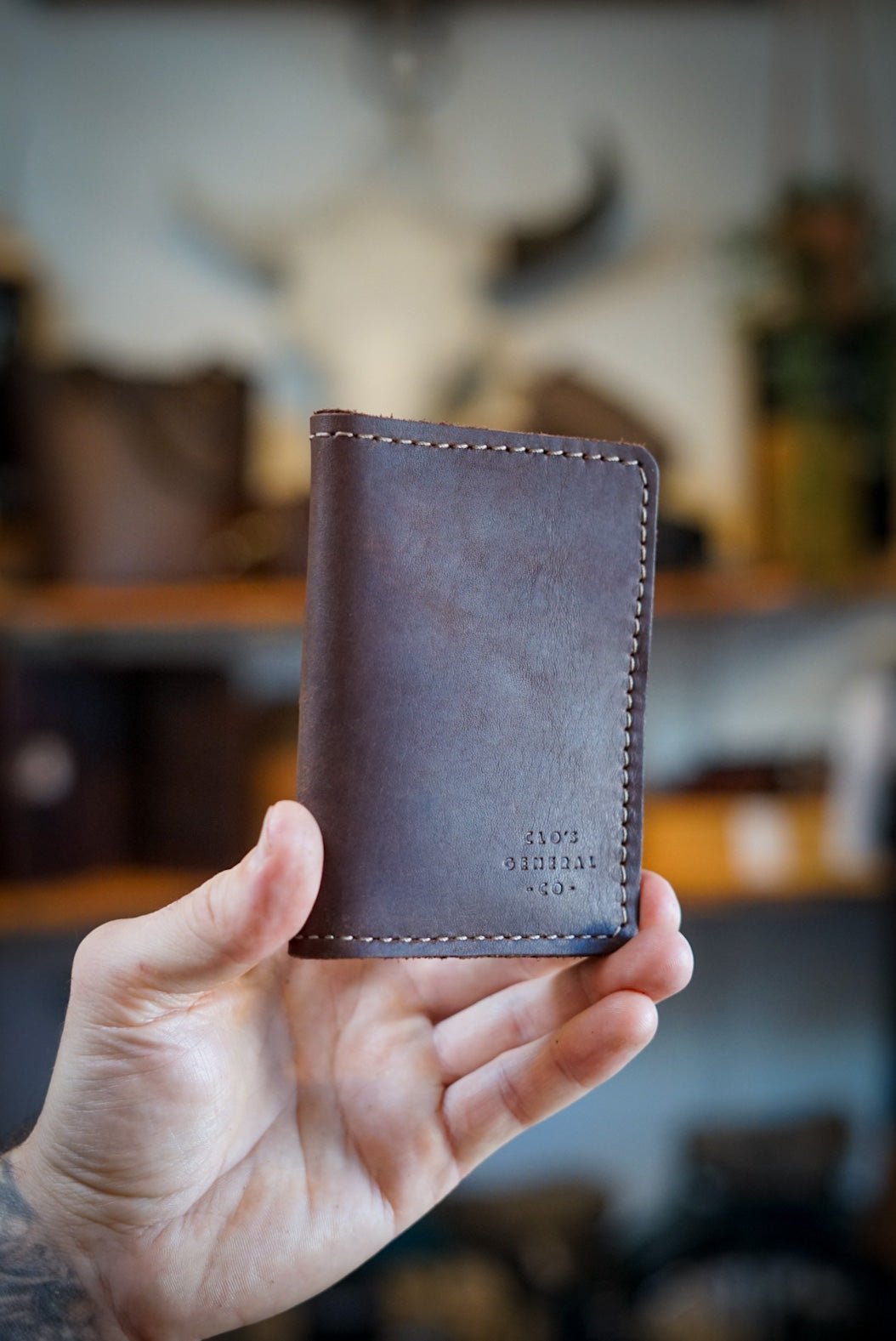 Mini Trucker Wallet for Men - Slim RFID Blocking Leather Bifold Wallet (Oro Logger Brown) - Perfect for Travel, Work & Everyday Carry