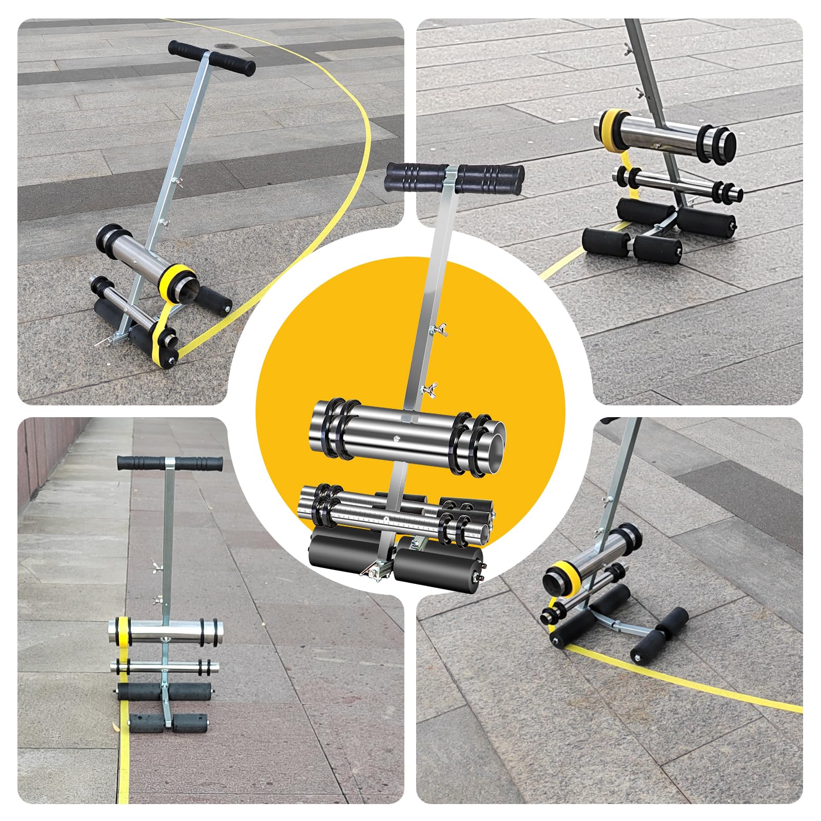 Professional Line Striping Machine with Drawing Circle Kit - Parking Lot & Driveway Paint Striper for Asphalt, Concrete, Basketball & Pickleball Courts - Road Warning Line Painting Equipment | Perfect for DIY Projects, Sports Court Maintenance & Commercial Parking Lot Marking