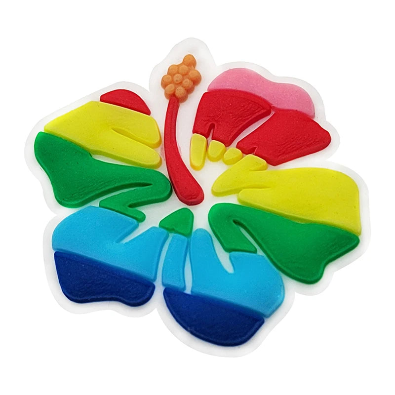 Pink Rainbow Flower Shoe Charms for Crocs - Cute Shoe Accessories & Decorations for Women & Girls - Perfect Gift for Sandals & Jibbitz - Great for Casual Wear, Beach Outfits & Summer Fashion