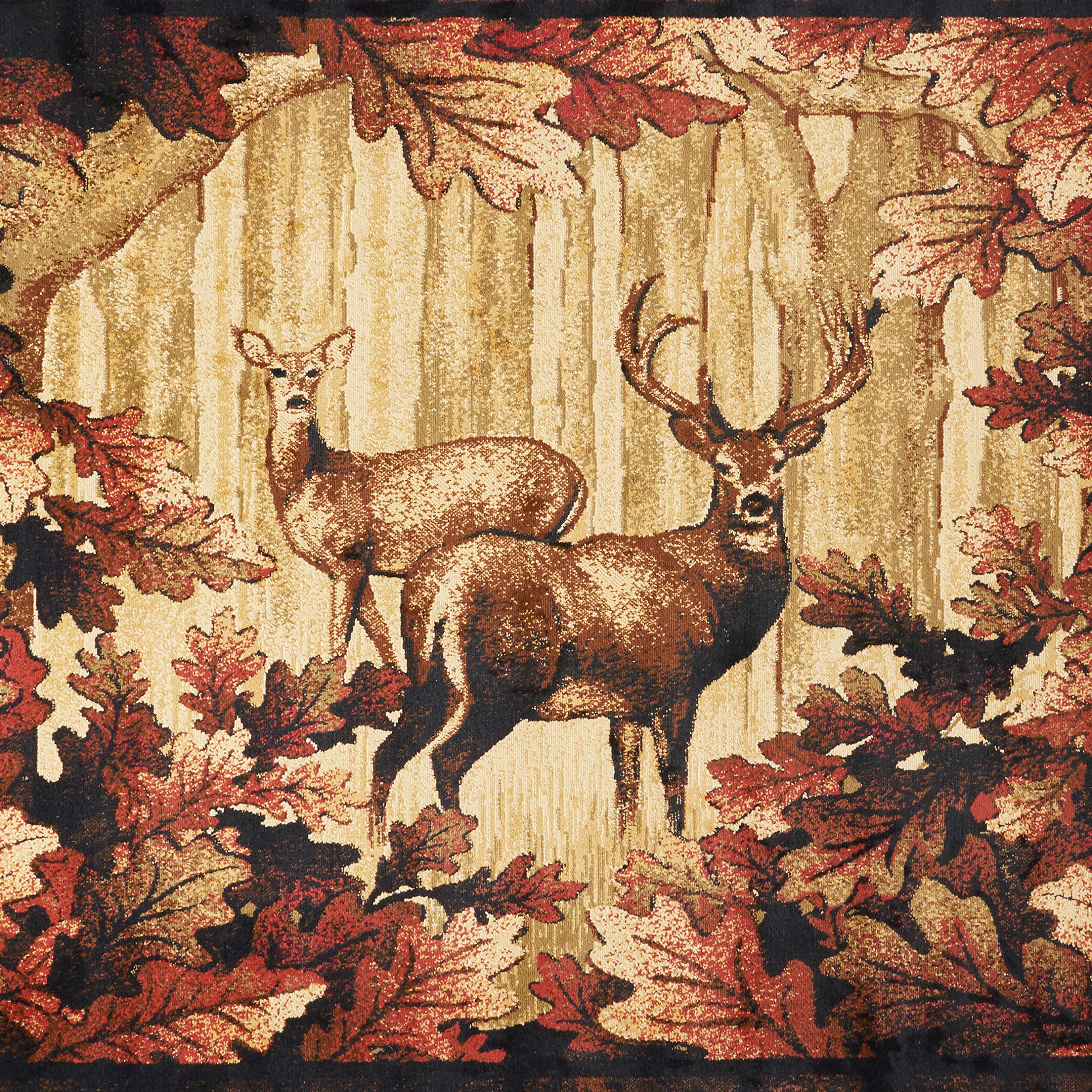 Rustic Lodge Deer Area Rug - 63x87 Inches Large Black Deer Print Rug for Living Room, Bedroom, Cabin & Lodge Decor