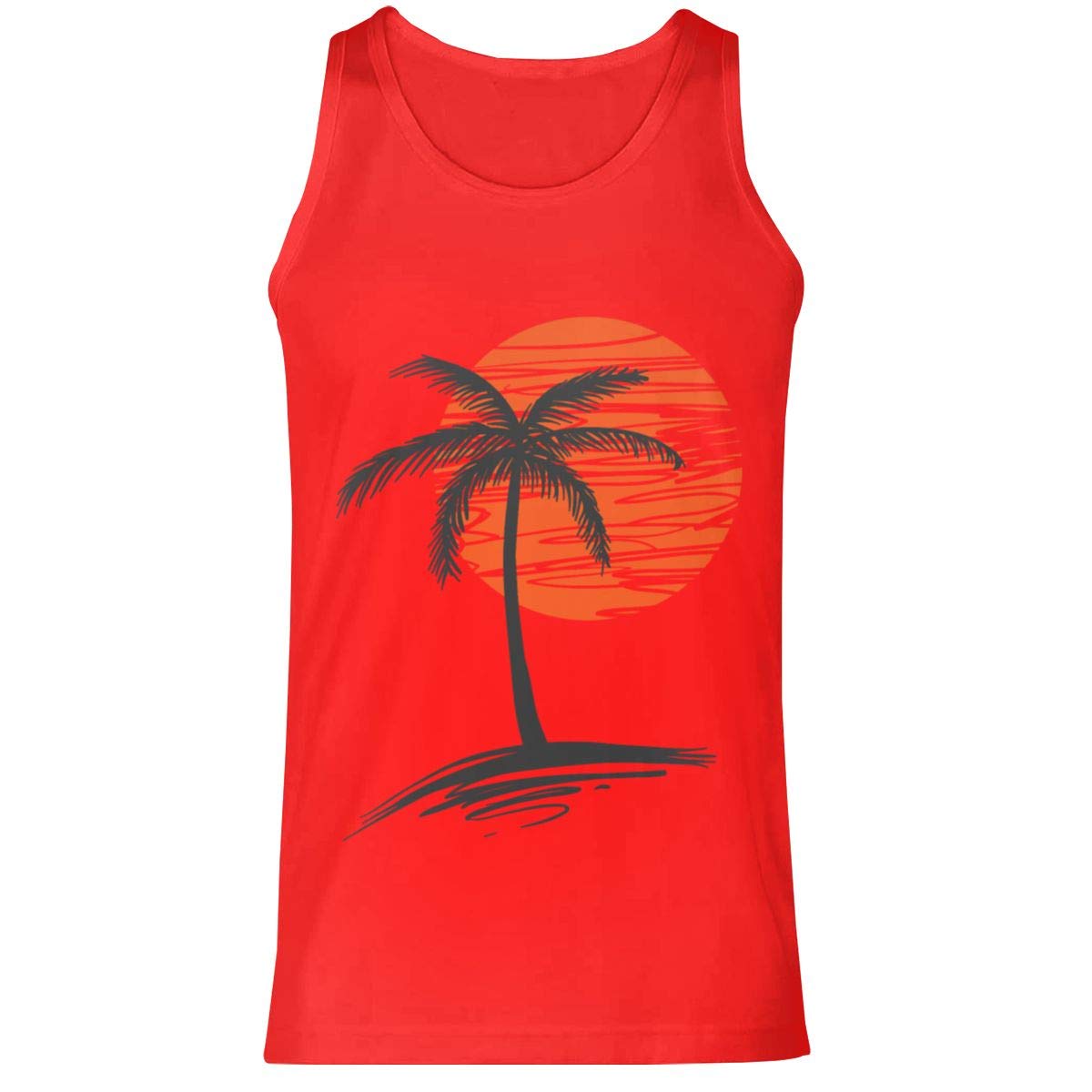 Kamaple Men's Fitness Tank Top - Breathable Quick-Dry Workout Shirt for Gym & Running - Palm Tree Design