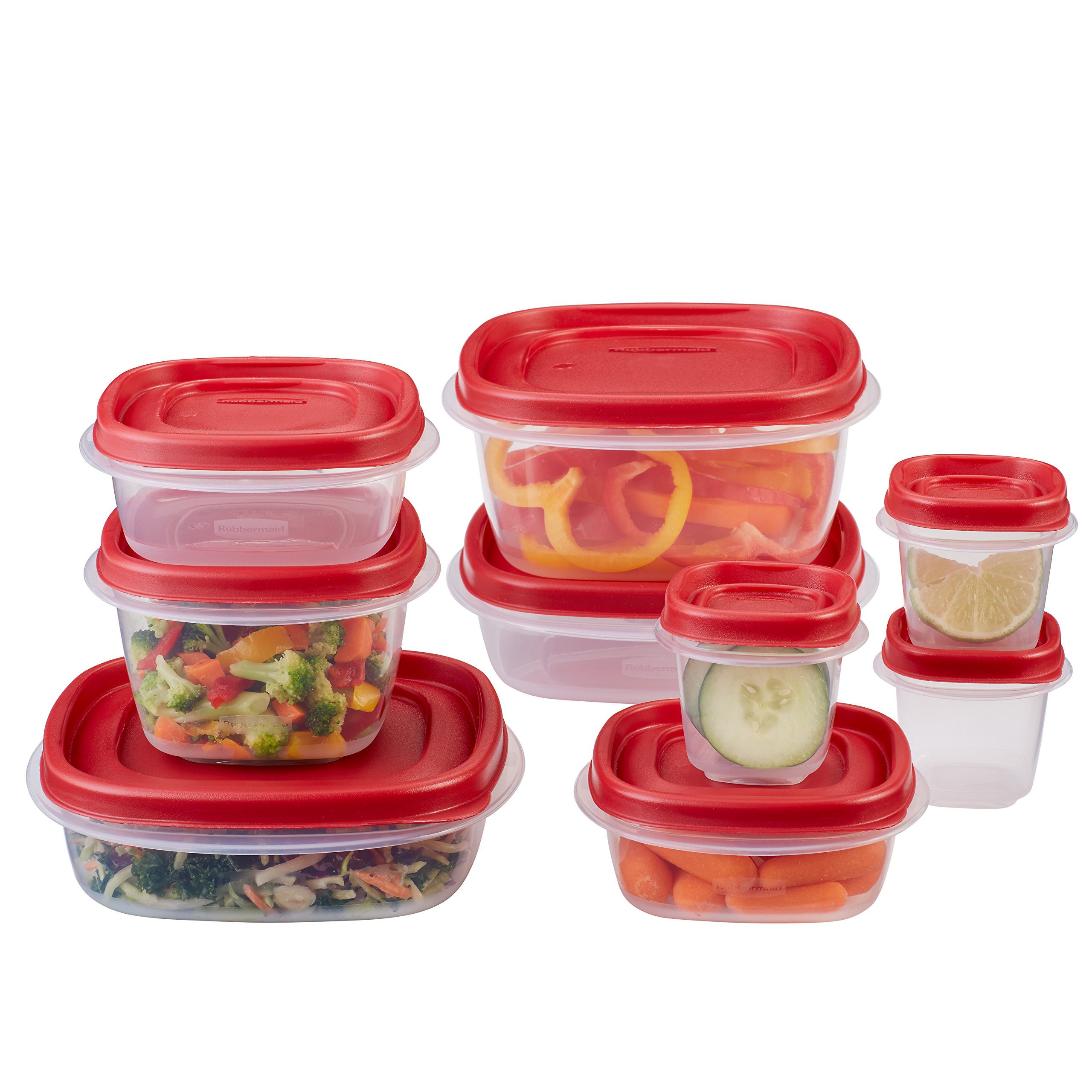 Rubbermaid Easy Find Lids 18-Piece Food Storage Container Set | Airtight BPA-Free Plastic Kitchen Organizers | Perfect for Meal Prep, Leftovers & Pantry Organization (Racer Red)