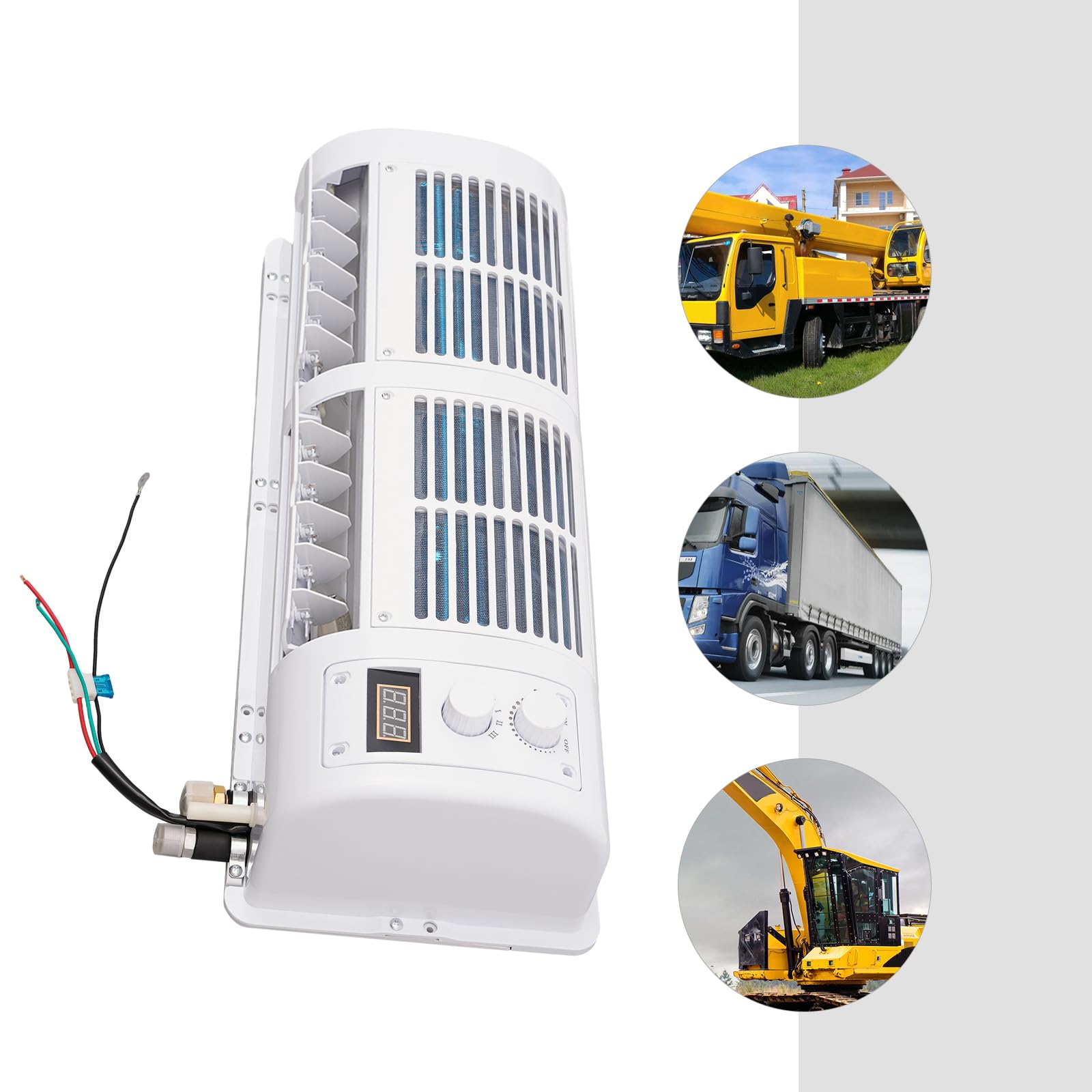 12V Portable Electric Car Air Conditioner with LCD Display - 22525 BTU/H Cooling for Trucks, RVs, Construction Vehicles & Excavators | Perfect for Summer Road Trips & Outdoor Worksites
