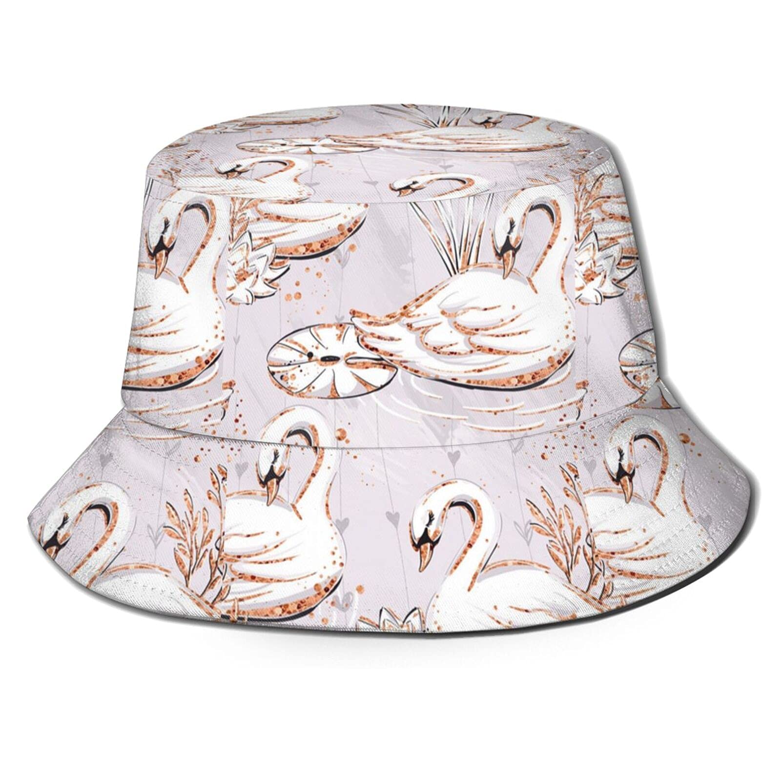 Cute Swan Animal Bucket Hat for Women & Girls - Wide Brim Summer Sun Hat for Beach, Outdoor, and Travel - UV Protection Fashion Accessory