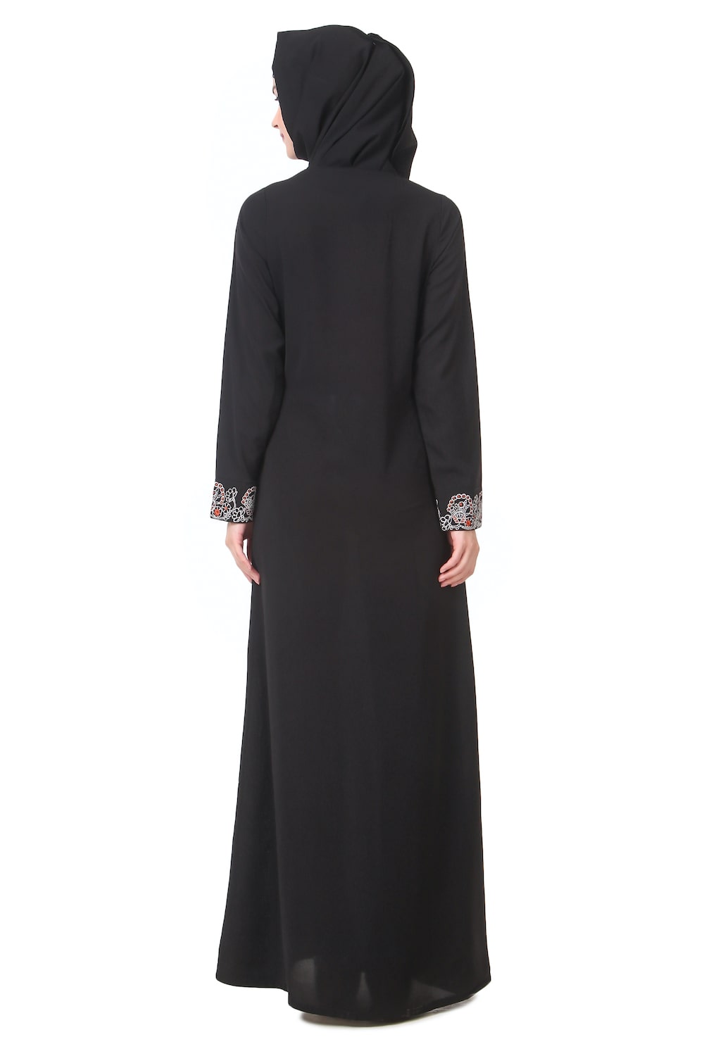 Elegant Faux Button Front Paisley Embroidered Abaya Dress - Modest Muslim Prayer Dress for Women, Perfect for Eid, Ramadan & Special Occasions
