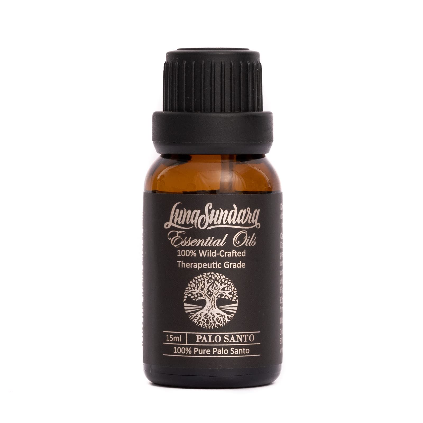 Luna Sundara 100% Pure Organic Undiluted Palo Santo Essential Oil - Wild-Crafted Therapeutic Grade Peruvian Palo Santo from Sustainable Wild Harvest - Perfect for Meditation, Aromatherapy, Spiritual Cleansing & Home Relaxation