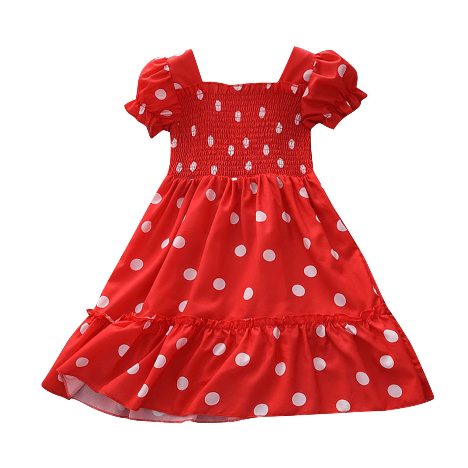 Vintage Polka Dot Princess Dress for Little Girls - Puff Sleeve Ruffle Summer Dress for Birthday Party & Casual Wear (Ages 1-7 Years) | Perfect for Tea Parties, Photo Shoots & Special Occasions