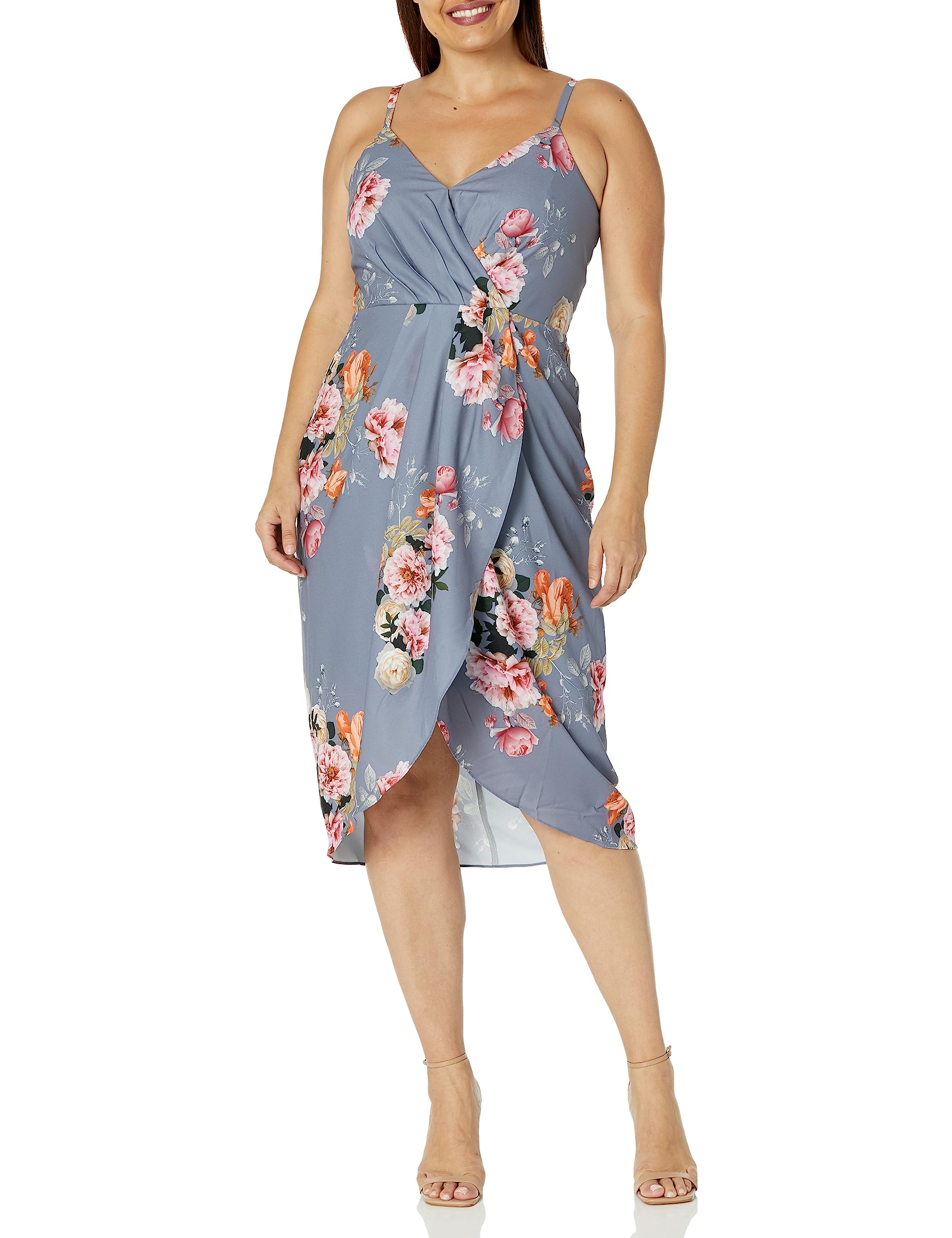 City Chic Women's Plus Size Florence Dress - Elegant Floral Print Midi Dress for Curvy Women | Perfect for Office, Party & Special Occasions