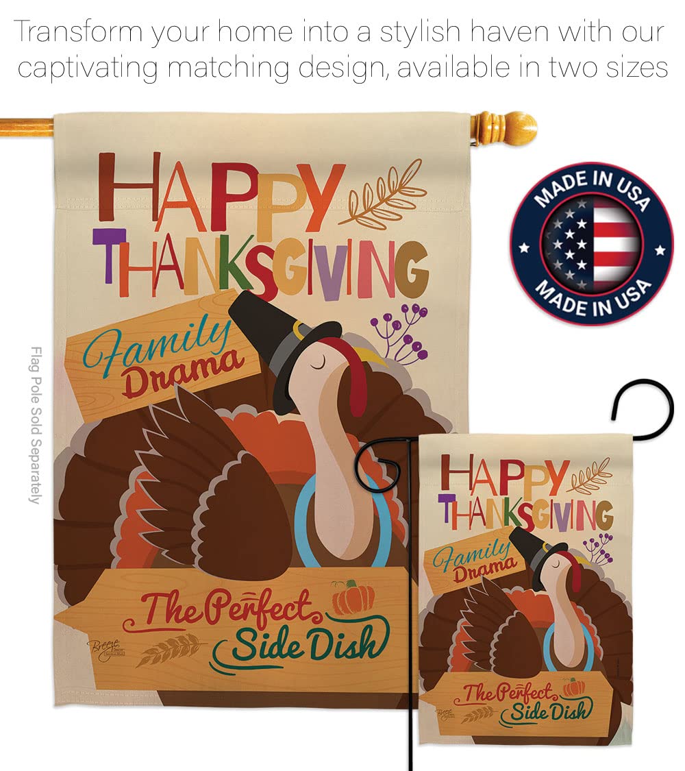 Breeze Decor S113058-BO Fall Thanksgiving Decorative Vertical Flags Set - Thick Fabric Large & Small Seasonal Banner for Home Porch, Yard, and Holiday Party Decorations