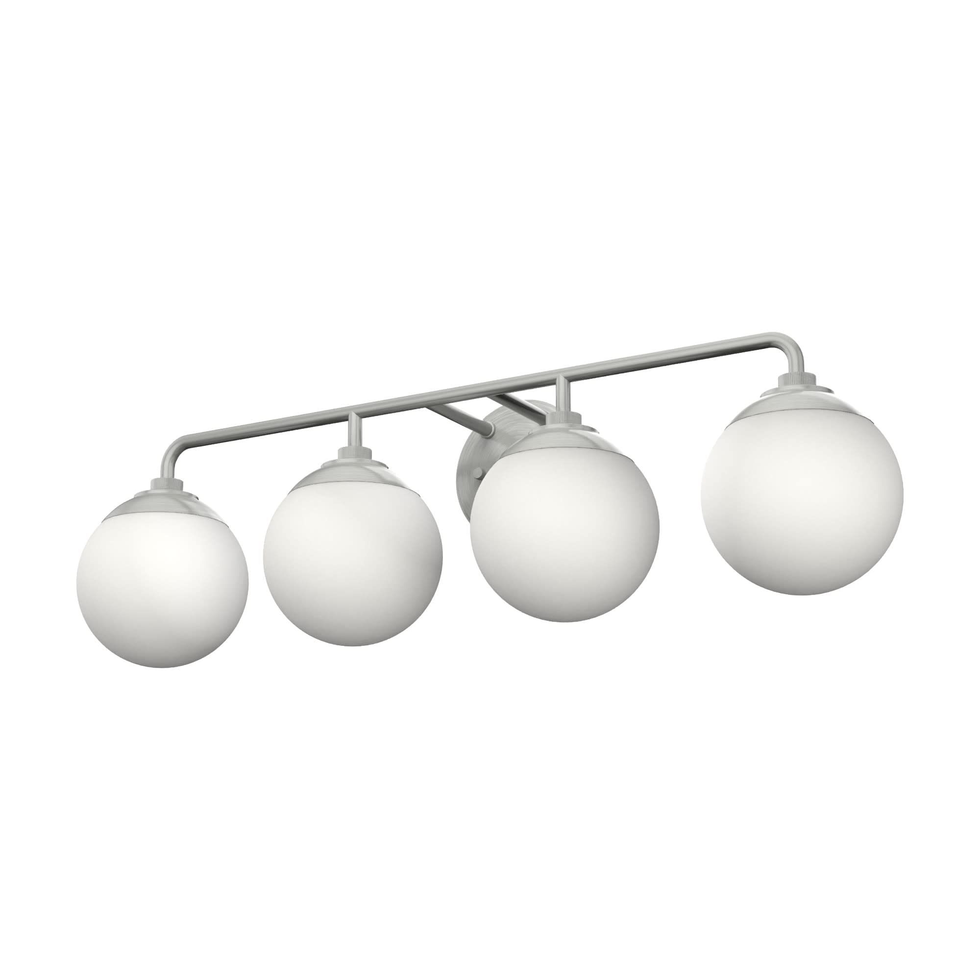 Hunter Fan Company 19180 Hepburn Brushed Nickel Vanity Light - Elegant Bathroom Lighting Fixture for Modern Home Decor