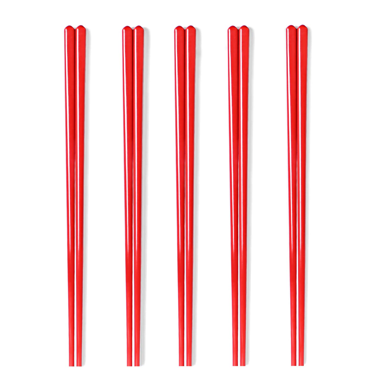 LEETOYI 5-Piece Ceramic Chopsticks Set - 9.6 Inch Porcelain Chinese Chopsticks for Sushi, Noodles & Asian Cuisine - Dishwasher Safe & Easy to Clean - Elegant Red Tableware for Home & Restaurant Use