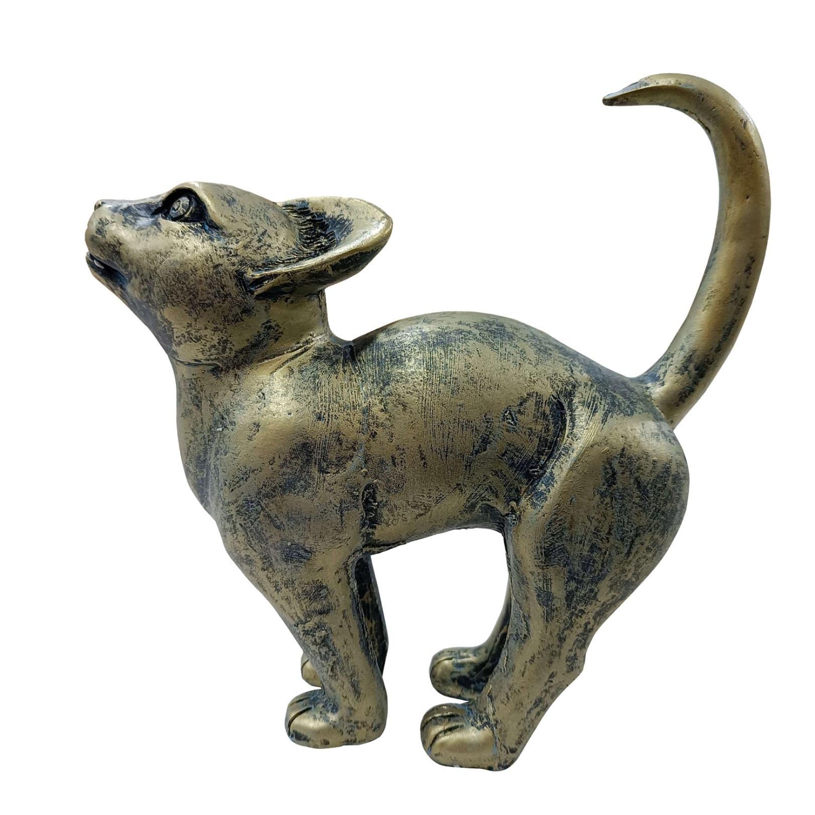Antique Copper Cat Sculpture - Elegant Jaguar Statue with Rounded Back for Garden & Outdoor Decor, Handcrafted Home Decoration, Perfect Gift for Cat Lovers | Ideal for Patio, Lawn, Flower Bed & Living Room Display
