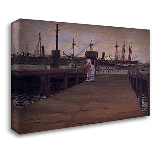 William Merritt Chase 24x18 Gallery Wrapped Canvas Art Print - Woman on a Dock Wall Decor for Living Room, Bedroom & Office