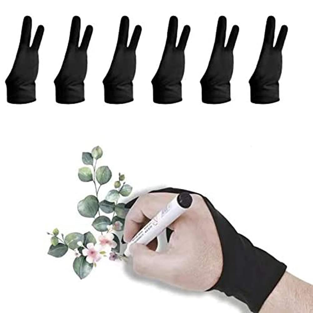 6-Piece Anti-Smudge Drawing Glove Set for Graphic Tablets - Sketching & Digital Painting (Medium Size) - Perfect for Artists, Designers & Illustrators