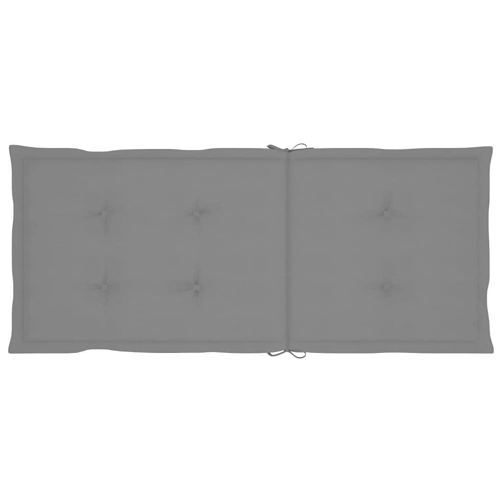 vidaXL Patio Reclining Chairs Set of 2 - Solid Acacia Wood Outdoor Lounge Chairs with Cushions - Comfortable Gray Garden Furniture for Backyard, Poolside & Patio Relaxation