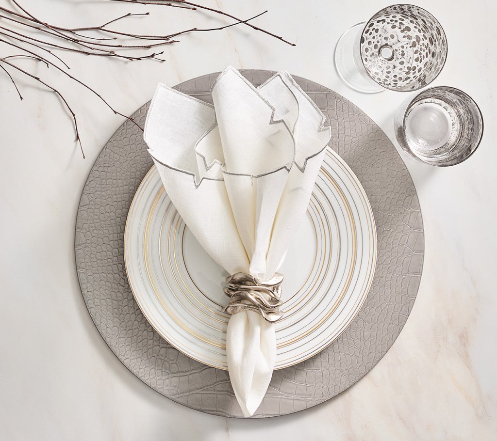 Premium Crocodile Embossed Placemats Set of 4 - Elegant Metallic Finish Waterproof Table Mats for Dining, Kitchen, and Party Decor - Perfect for Thanksgiving, Christmas, and Special Occasions