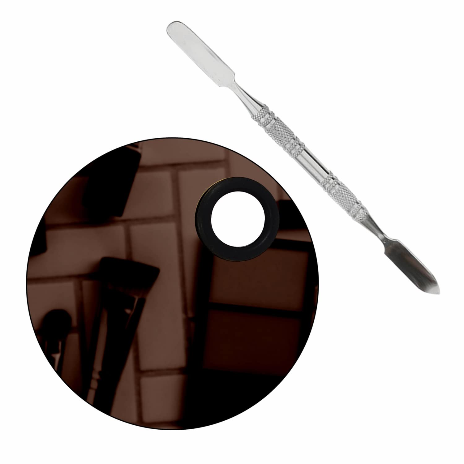 Shiny Makeup Palette with Stainless Steel Spatula - 100g Rose Gold Circle Design for Eyeshadow & Blush | Perfect for Professional Makeup Artists & Beauty Enthusiasts