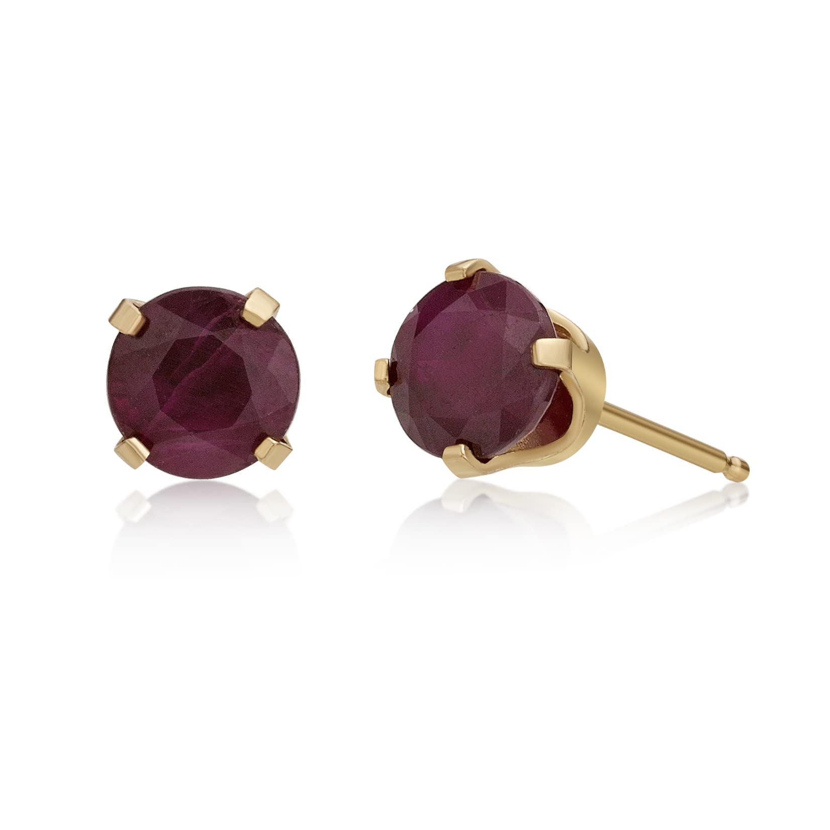 14K Yellow or White Gold Natural Gemstone Round Stud Earrings for Women - 5mm Push Back Birthstone Jewelry by Lavari Jewelers | Perfect for Gifts, Birthdays & Everyday Elegance