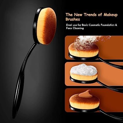 Professional Urban SS Powder Brush & Foundation Blender Brush - Silver (SB F06) | Makeup Brush Set for Flawless Face Makeup | Perfect for Daily Use, Contouring & Professional Makeup Application