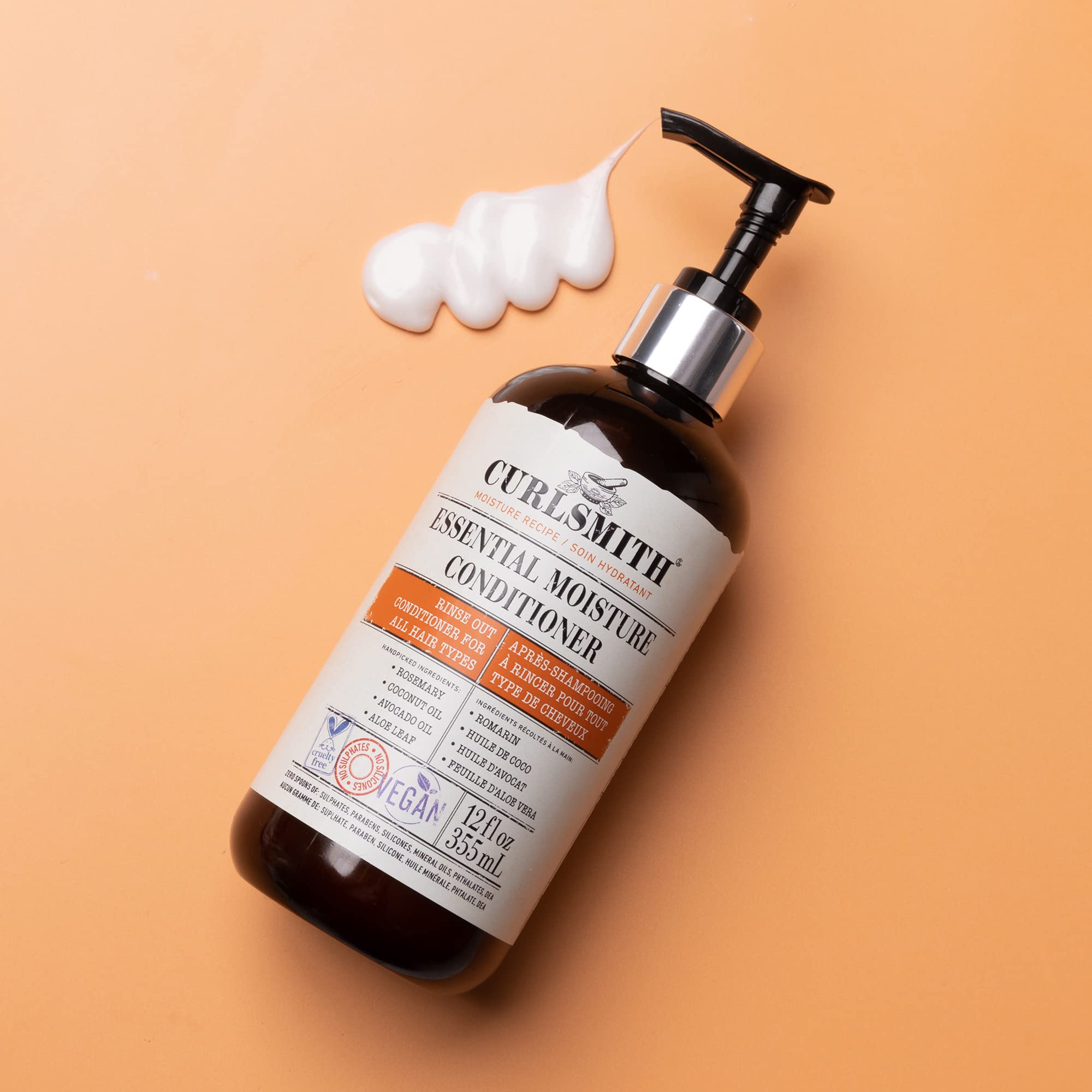 CURLSMITH Essential Moisture Conditioner for Wavy, Curly & Coily Hair - Lightweight Frizz Control, Vegan & Cruelty-Free Hair Care - Perfect for Daily Hydration & Defined Curls