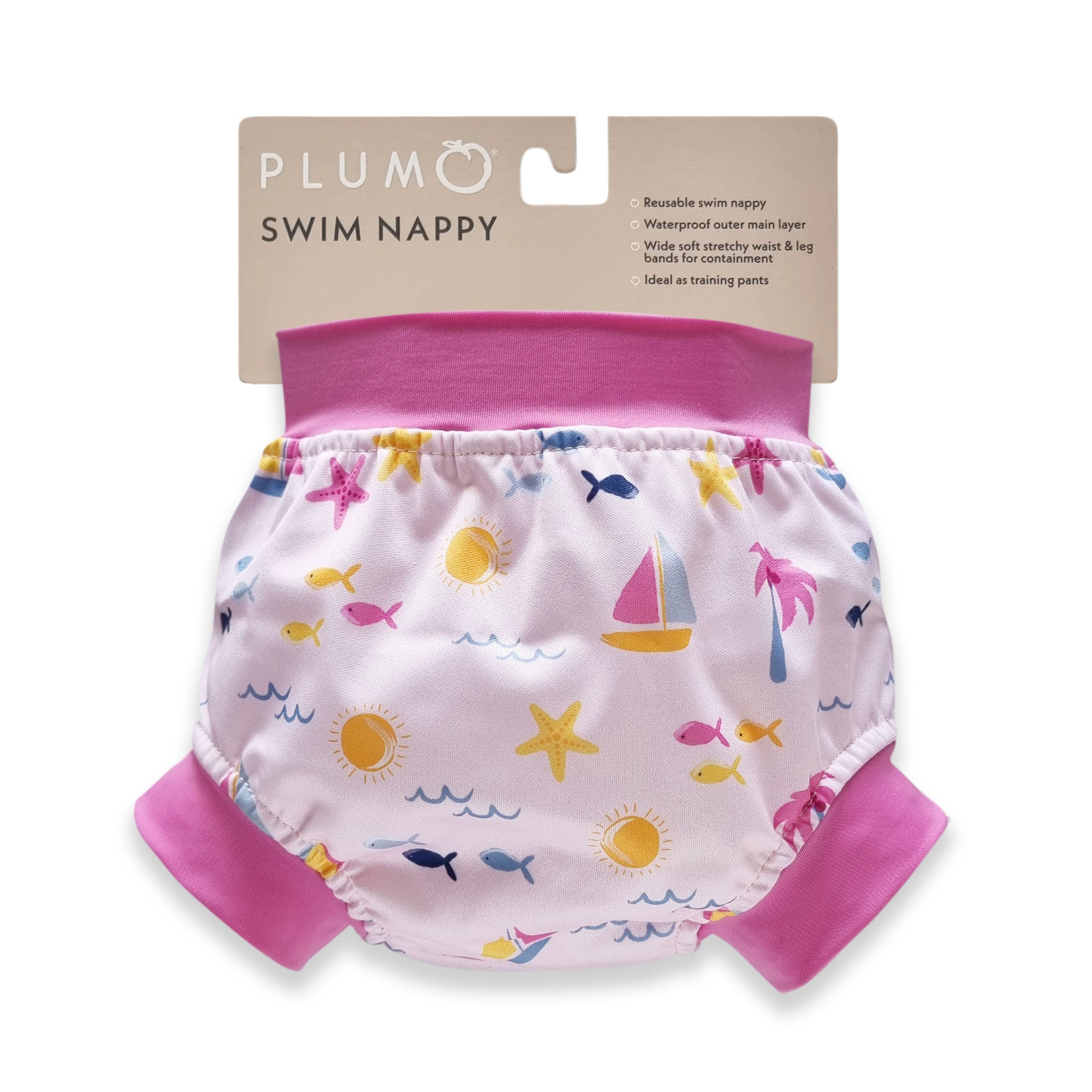PLUM Swim Diaper for Babies & Toddlers - Maui Pink | Reusable Swim Nappy for Pool, Beach & Water Play | Comfortable & Leak-Proof Design