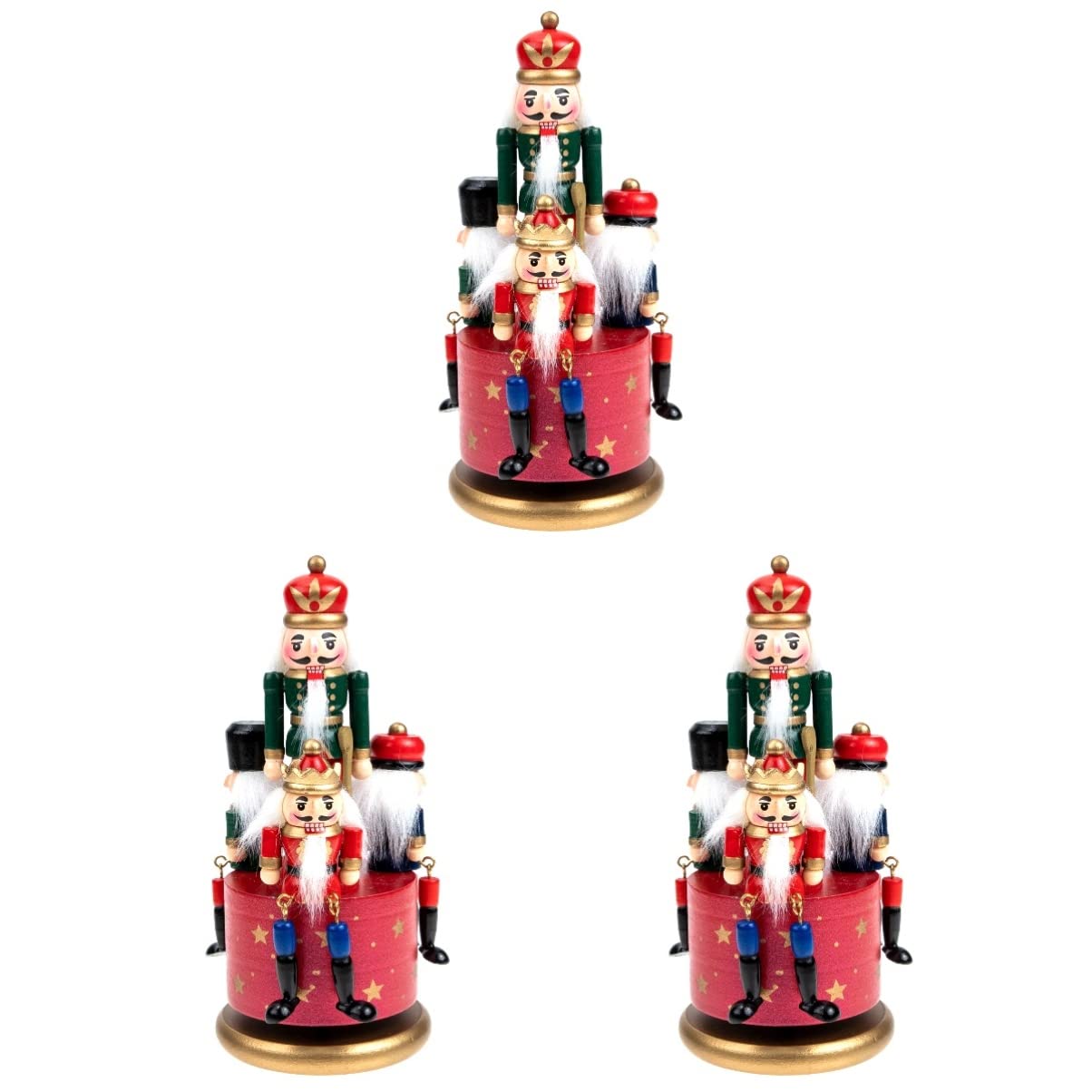 ABOOFAN Soldier Nutcracker Musical Box - Christmas Nutcracker Soldier Music Box with Rotating Base, Plays Holiday Tunes (Set of 3) - Perfect for Christmas Decor, Gift Giving & Holiday Table Centerpiece