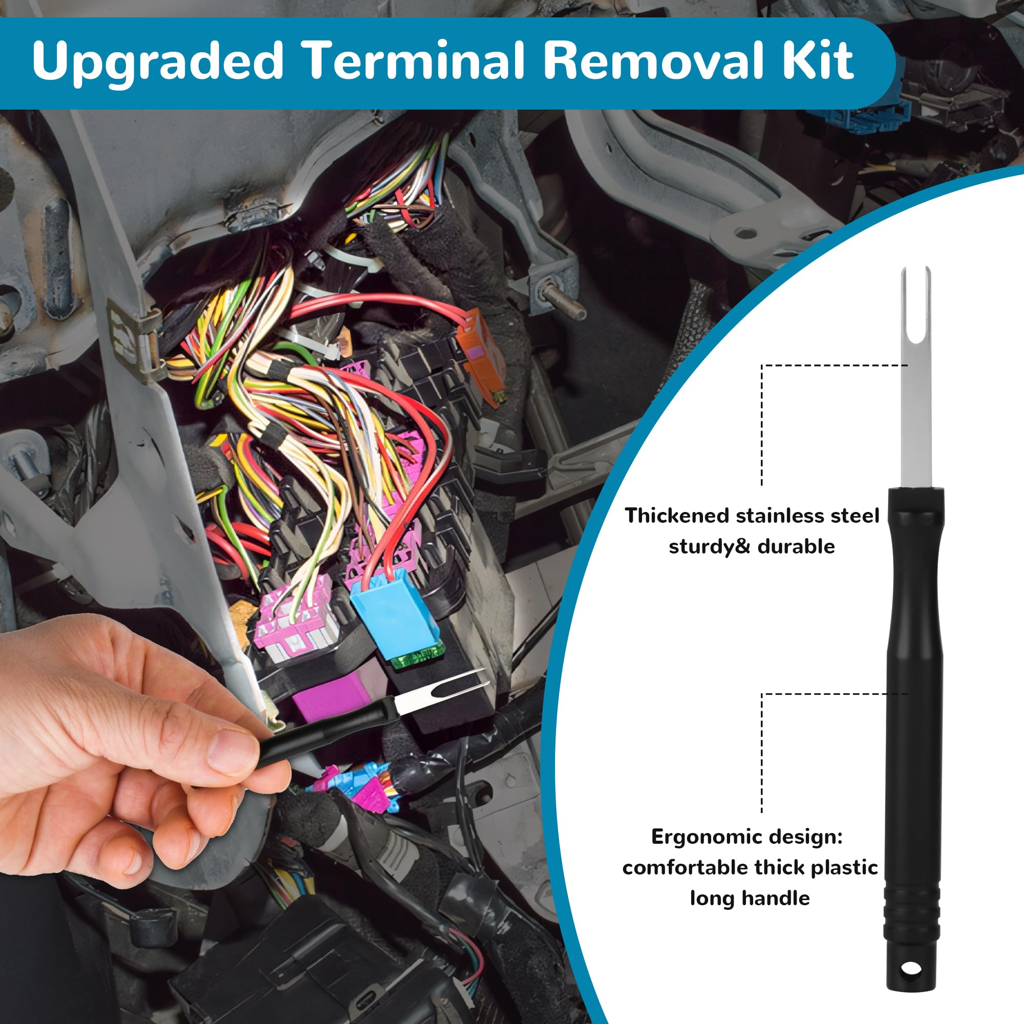 18PCS Professional Terminal Removal Kit - Auto Electrical Wire Connector Pin Extractor & Depinning Tool Set for Car Repair, Motorcycle, Truck Maintenance | Pin Puller & Terminal Ejector Kit for Automotive Wiring Harness Repair