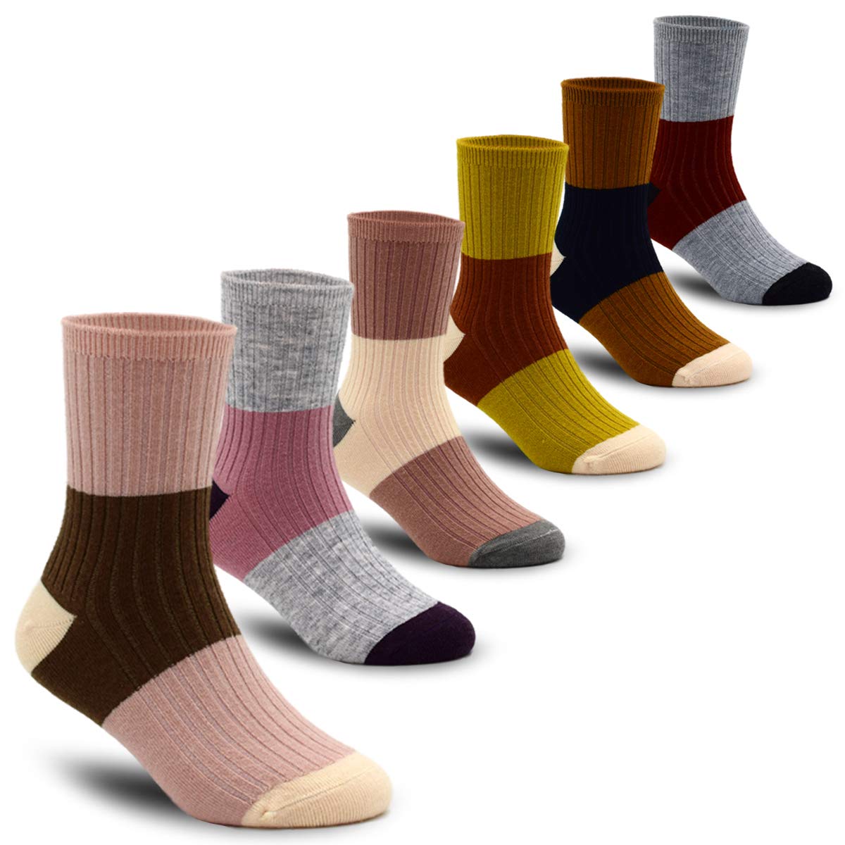 Boys Wool Socks 6 Pack - Warm Winter Crew Socks for Kids - Soft & Cozy Thermal Socks for School, Outdoor Activities & Cold Weather