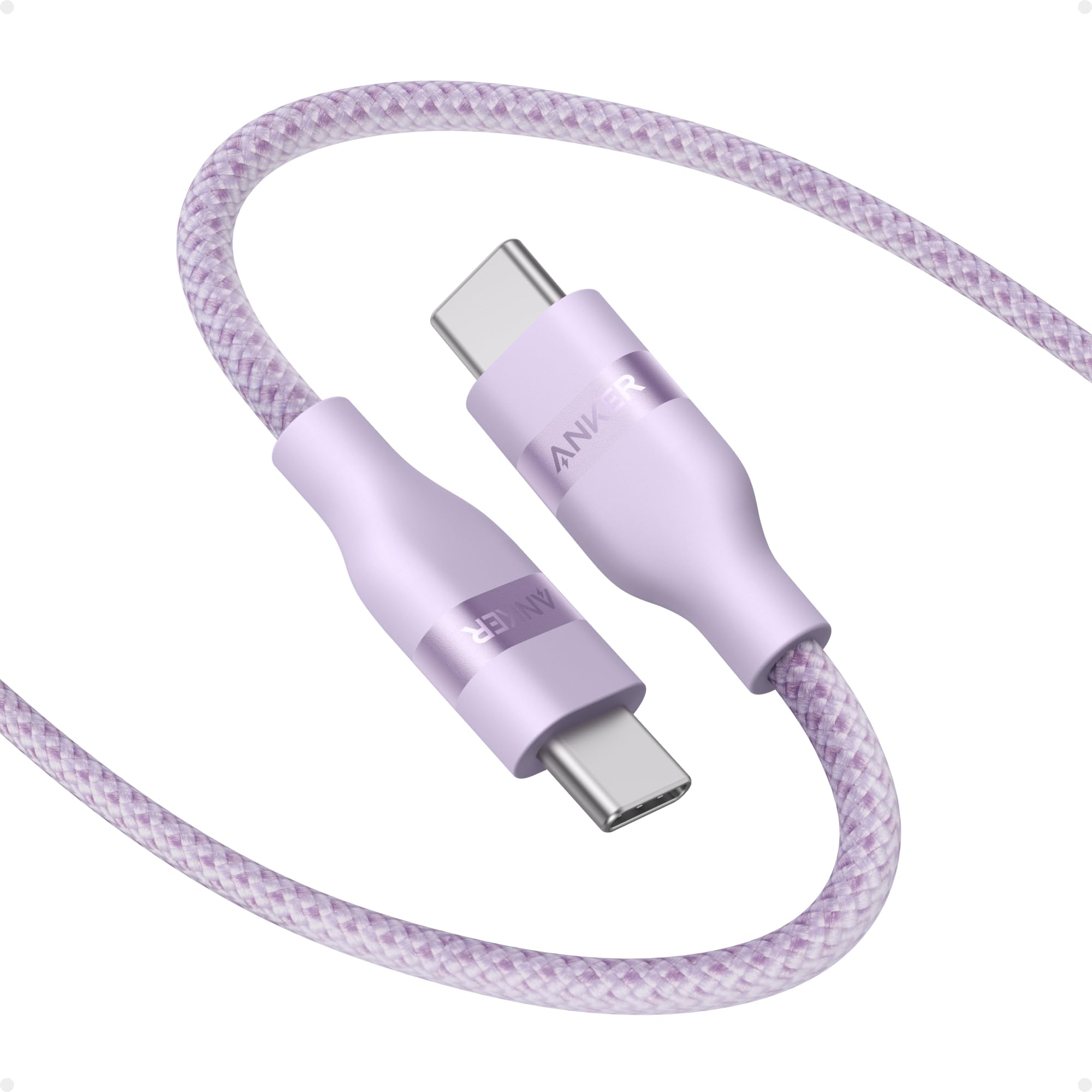 Anker Nano USB C Cable 6ft 240W Fast Charging Braided Type C Charger Cord for iPhone 16/16 Pro/16 Plus/16 Pro Max, MacBook Pro, iPad Pro, Galaxy S24 - Multi-Color Flexible & Durable (Purple) | Perfect for Home, Office & Travel Charging