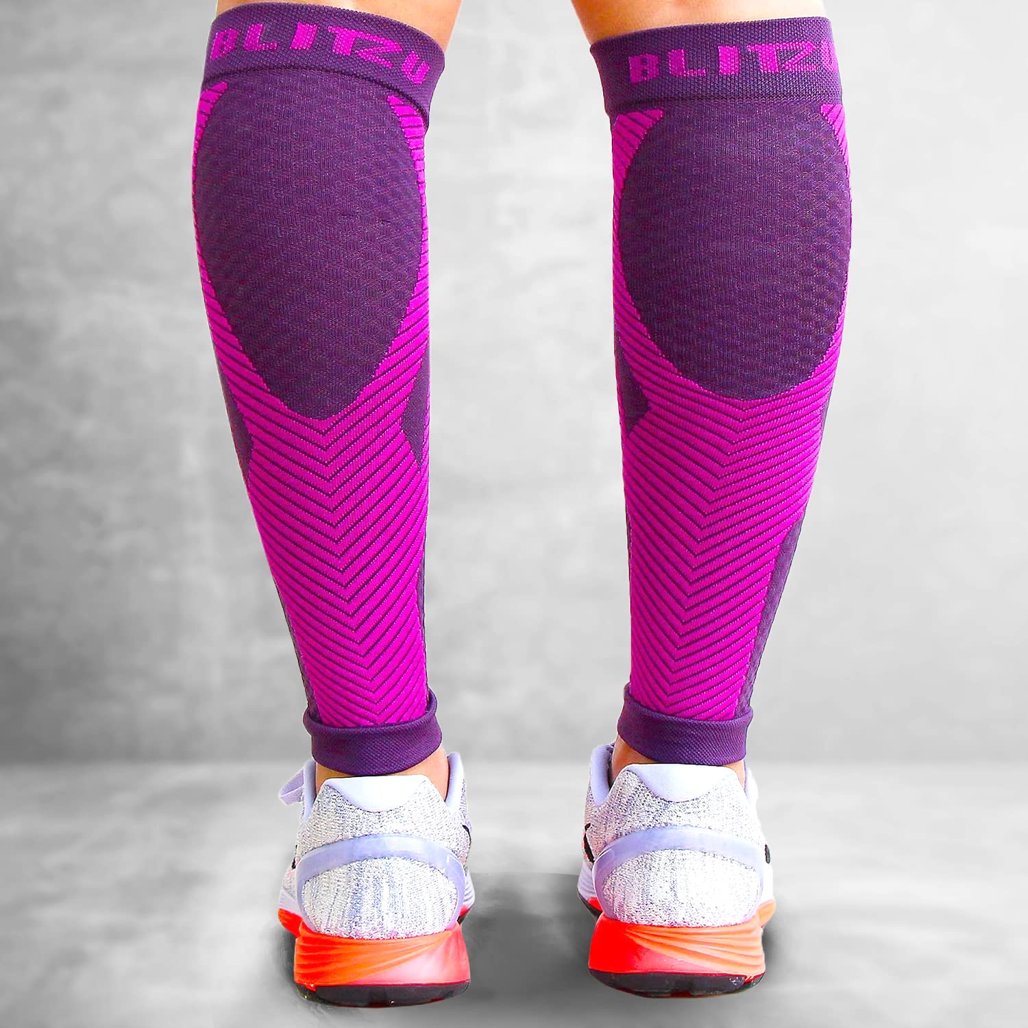 BLITZU Calf Compression Sleeve for Men & Women - Footless Compression Socks for Running, Shin Splints Pain Relief & Muscle Support - Ideal for Runners, Athletes & Workout Recovery