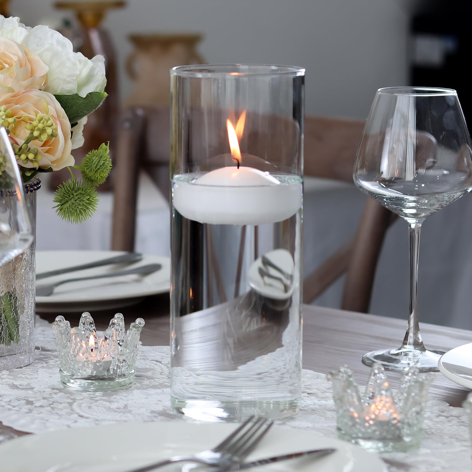 Clear Glass Hurricane Candle Holders Set of 3 (10
