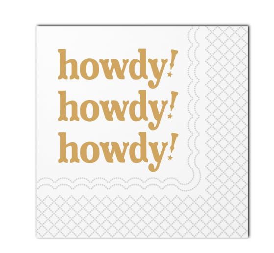 SharkBliss Western Cowgirl Cocktail Napkins - 5x5 Inch 2-Ply Gold Paper Napkins for Bachelorette Party, Bridal Shower & Nashville Rodeo Theme Decor | Perfect for Country Bars, Disco Parties & Last Rodeo Events (Pack of 50)