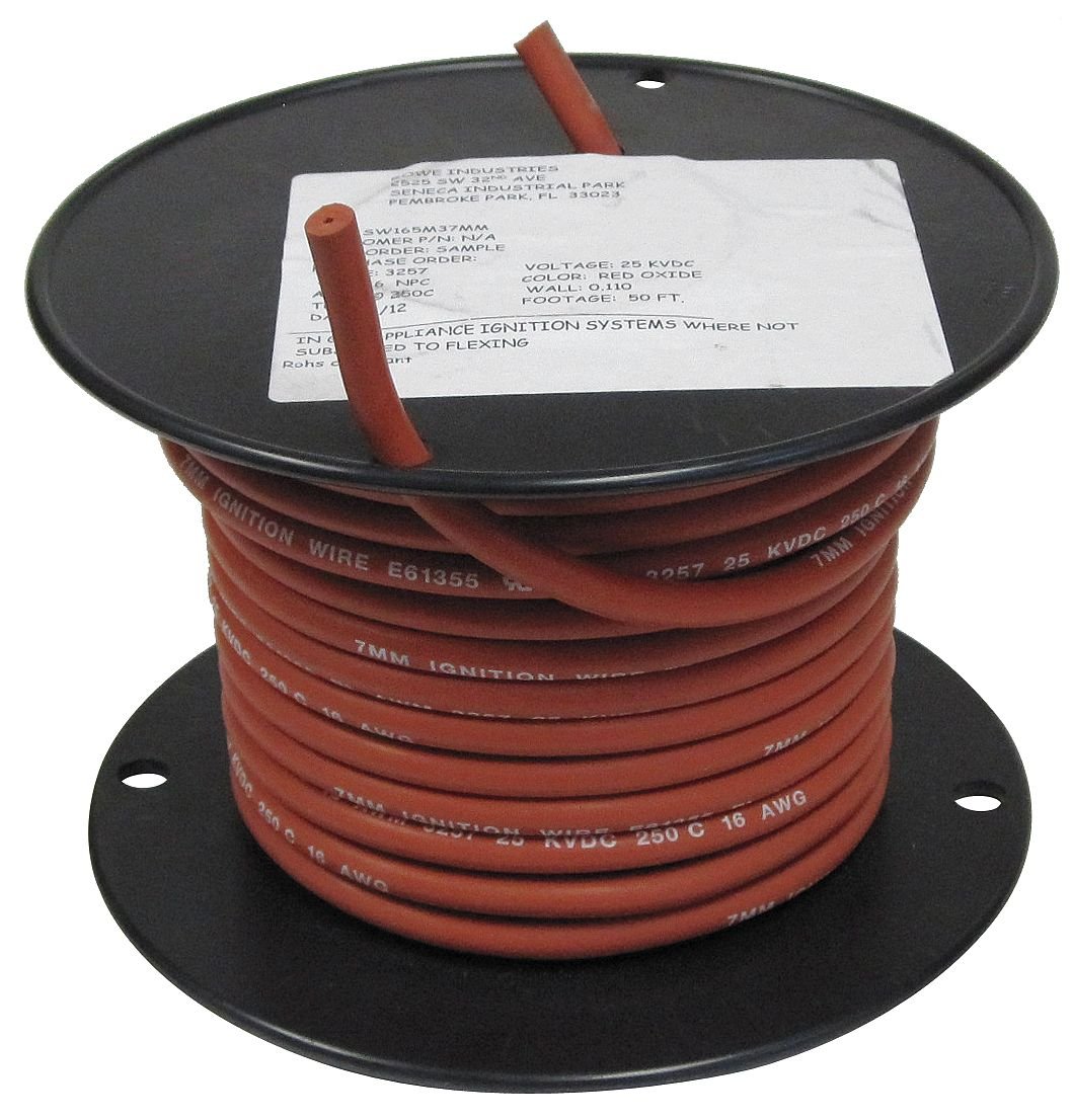 High-Performance 16AWG Red Oxide Ignition Wire - 50ft Spool for Automotive, Marine & Small Engine Repairs - Heat Resistant & Durable Spark Plug Wire