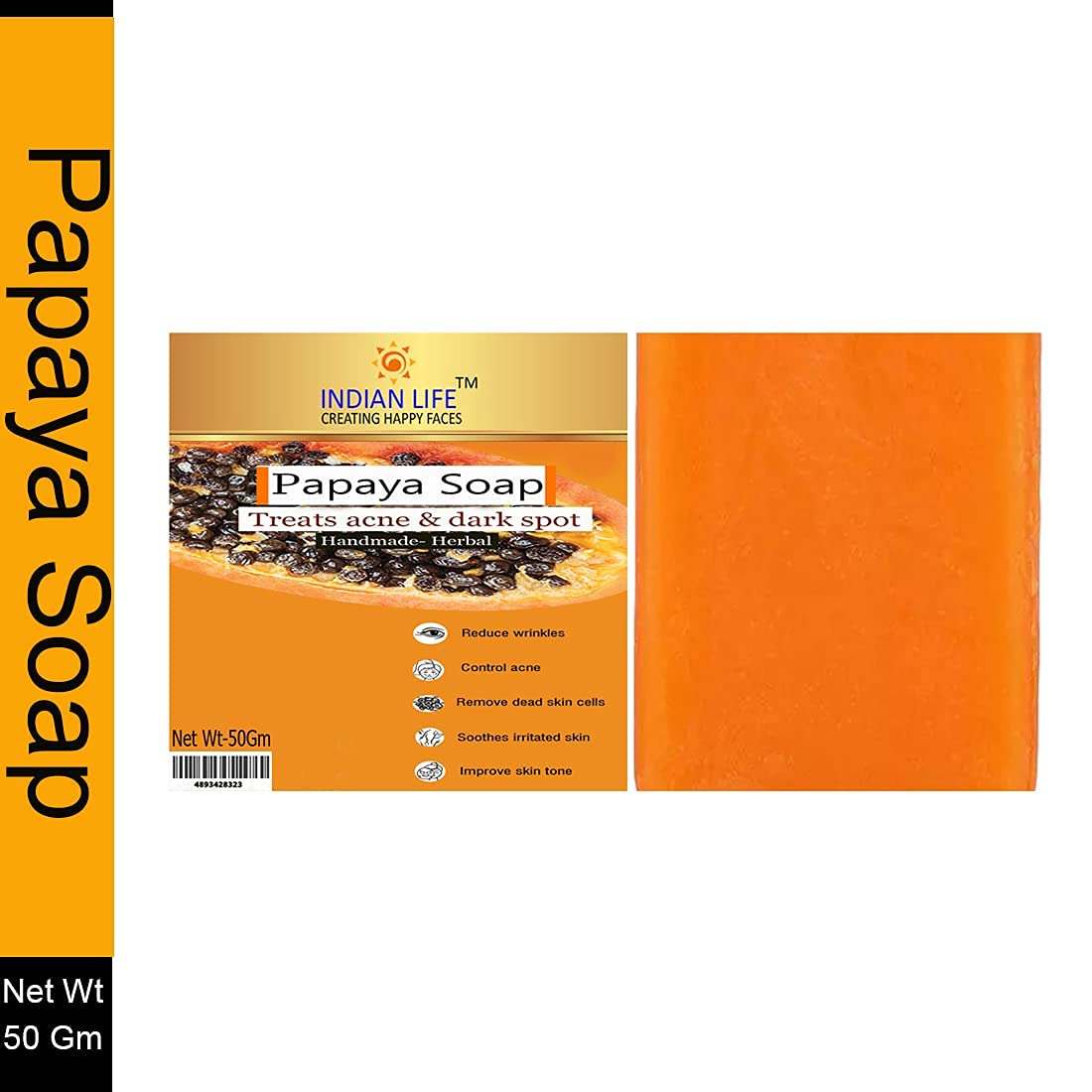 Organic Papaya & Green Tea Detox Face and Body Soap for Acne, Blackheads & Tan Removal - Paraben Free, SLS Free, Mineral Oil Free (Pack of 2 x 50g) - Perfect for Daily Skincare Routine & Gentle Exfoliation