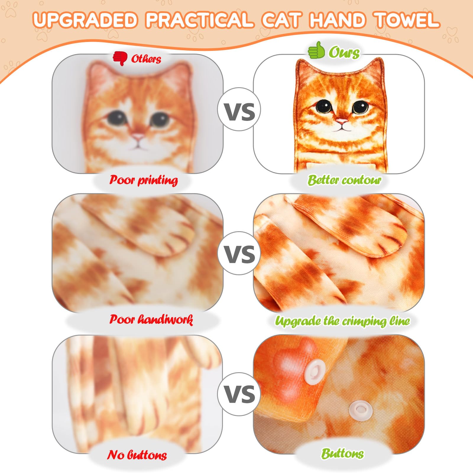 Funny Orange Cat Hand Towel - Decorative Kitchen & Bathroom Towel for Cat Lovers - Cute Christmas Gift for Women - Perfect for Home Decor, Pet Lover Gifts & Holiday Presents