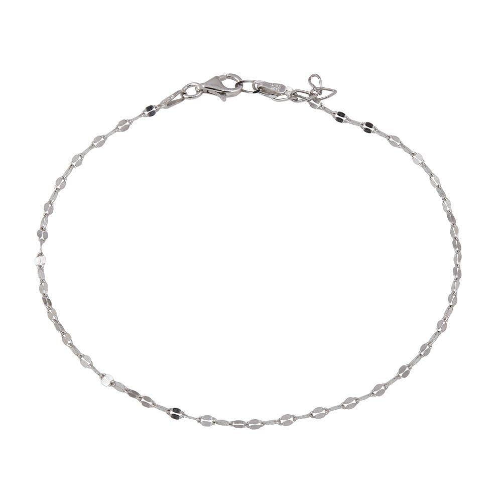 925 Sterling Silver Adjustable Confetti Diamond Cut Link Anklet for Women - Elegant Sea Life Ankle Bracelet, Perfect for Beach Vacations, Summer Outfits & Gift Giving