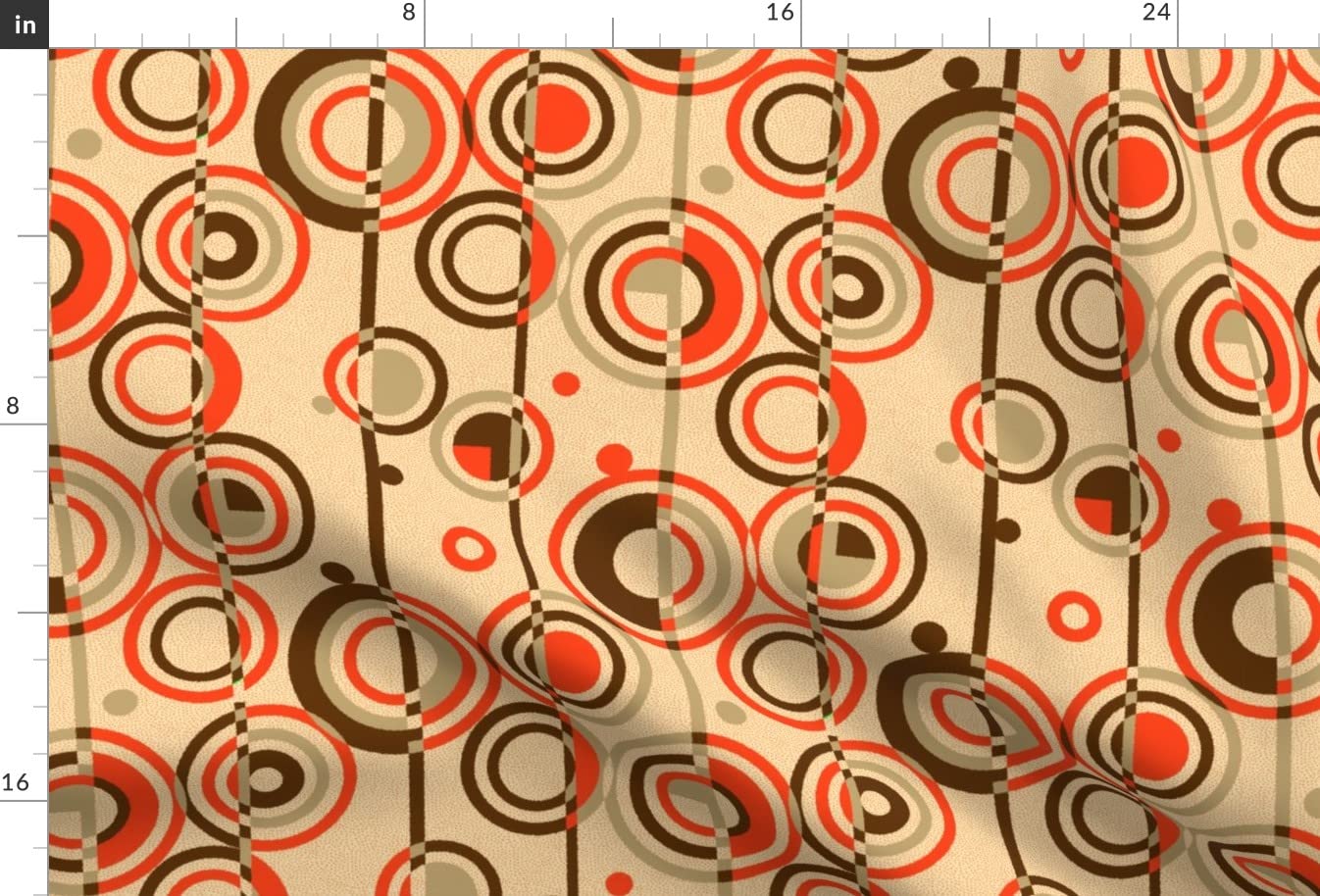 Retro Circles Modern Abstract Art Deco Bubbles Printed Minky Fabric Fat Quarter - Soft Baby Blanket Material, Quilt Backing & Plush Toy Fabric for DIY Sewing Projects - Nursery Decor, Home Crafts & Gift Making