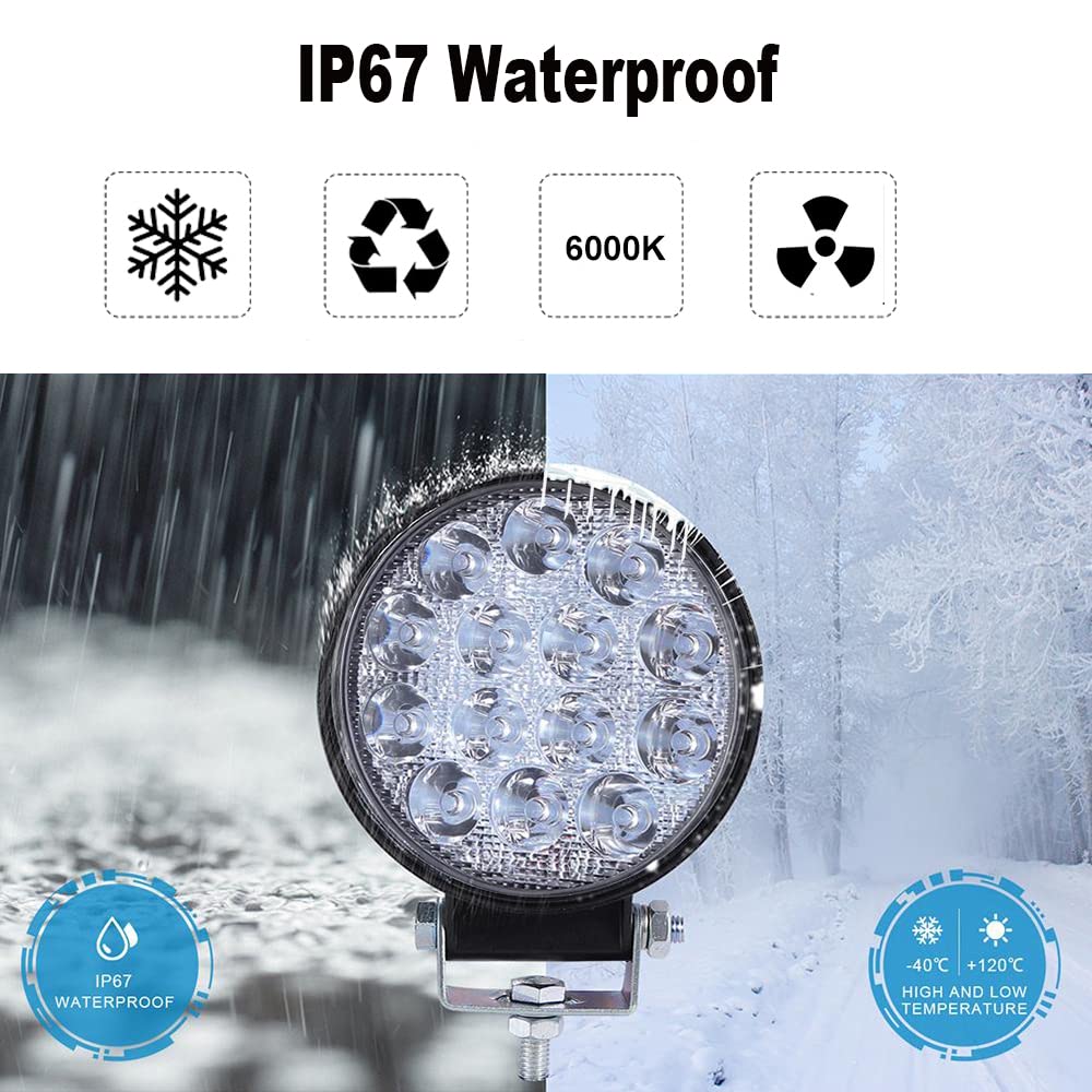 20PCS 42W LED Work Lights for Trucks & Off-Road Vehicles - 4.5 Inch Spot Flood Round Light Pods for ATV, SUV, UTV, 4WD, Boat, Tractor - Durable Waterproof Lighting for Night Work & Outdoor Adventures