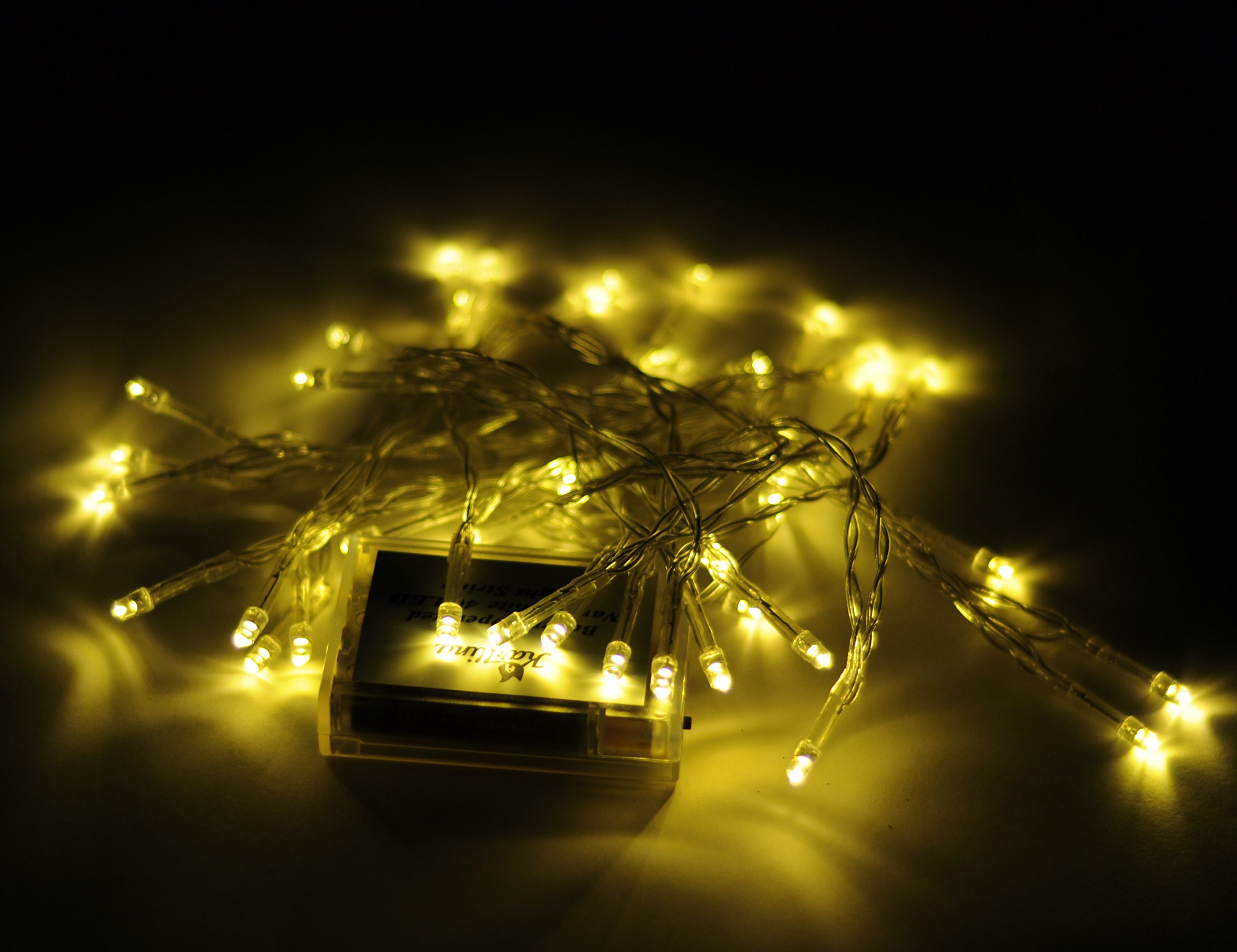 Karlling 13ft Battery Operated Fairy Lights - Durable LED String Lights with Clear Wire for Christmas Decorations, Wedding Party, Valentine's Day & Halloween - Indoor Outdoor Twinkle Lights (Warm White) - Perfect for Bedroom, Garden, Patio and Holiday Decor