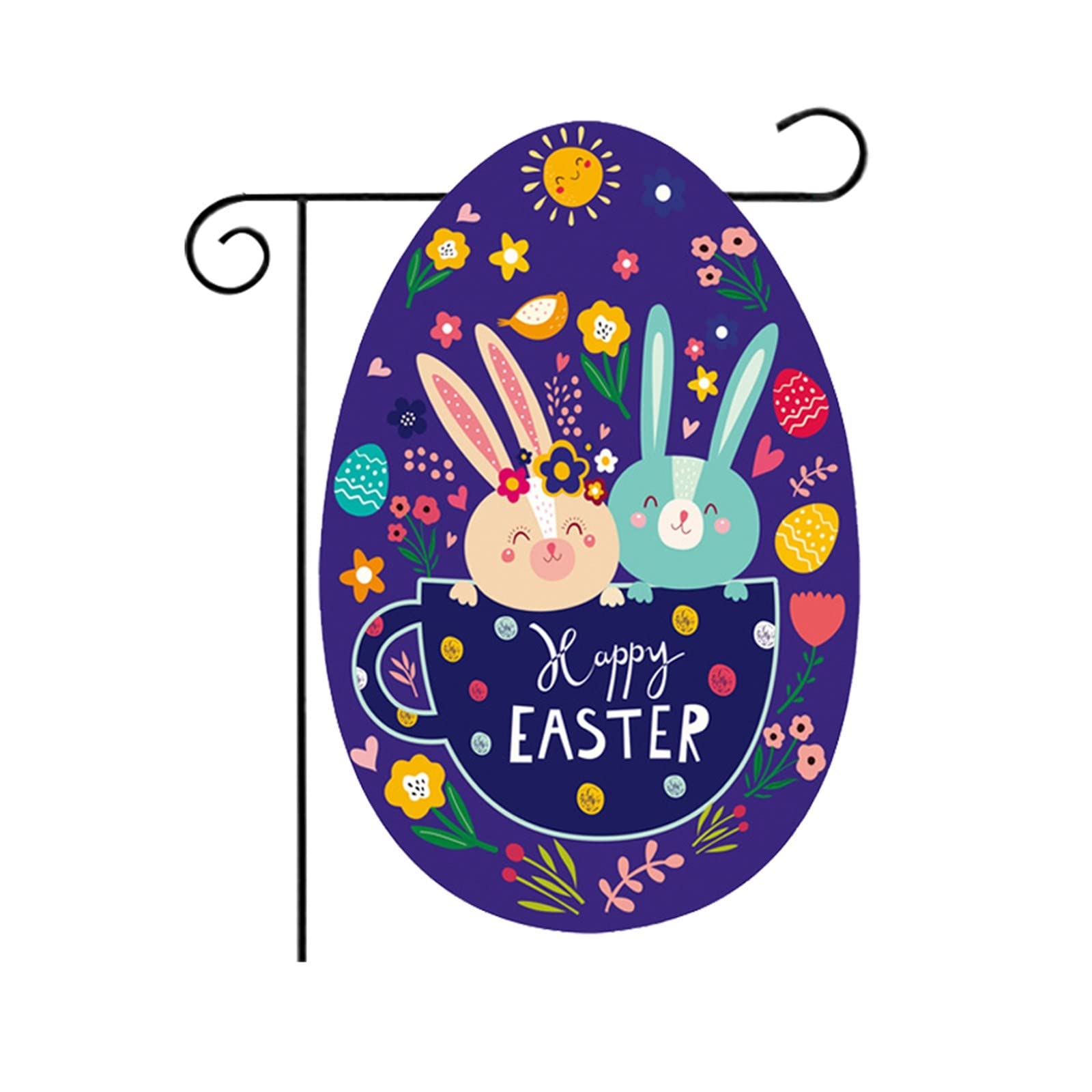Easter Garden Flag & Banner Set - Colorful Spring Outdoor Decor with Bunny Design for Yard, Porch, and Garden - Perfect for Easter Celebrations & Seasonal Gardening Decorations