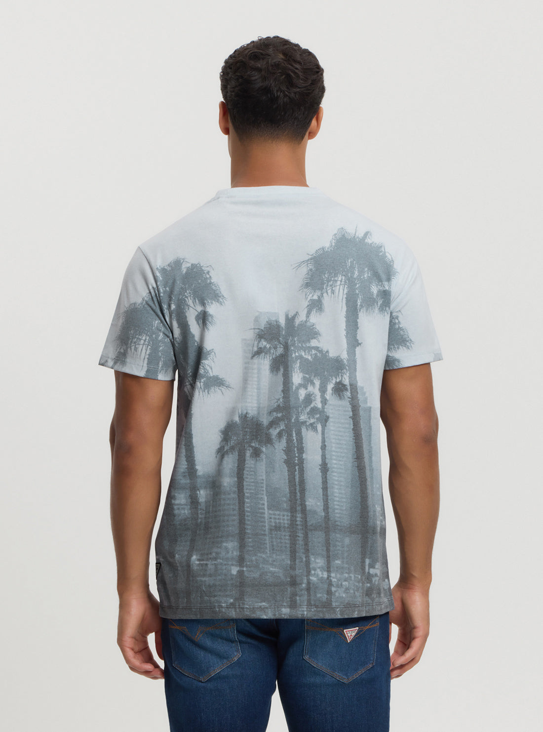Stylish Grey Palm Print T-Shirt for Men & Women - Comfortable Casual Wear for Beach, Vacation, and Summer Outfits