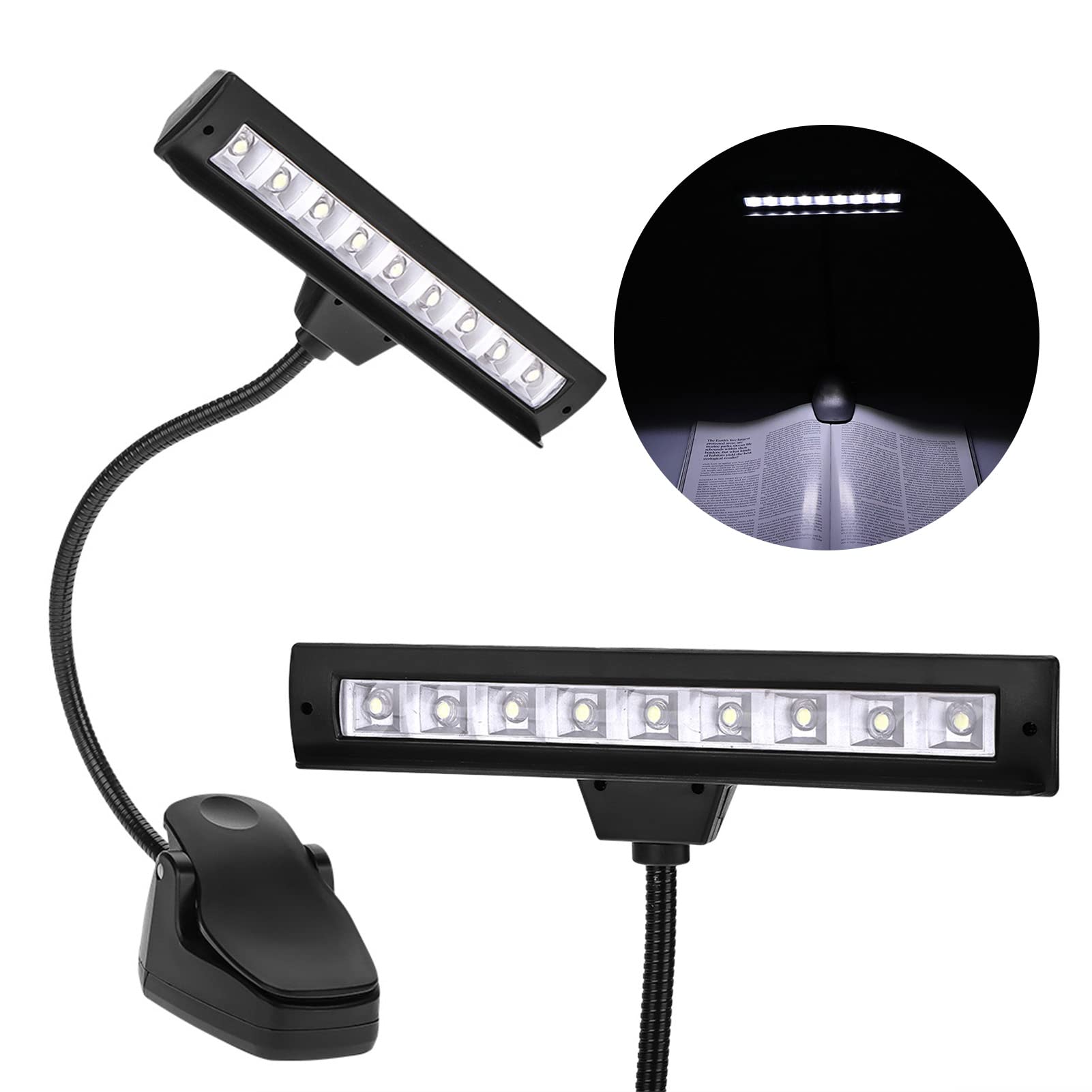 Portable Flexible 9 LED Clip On Music Stand Light - Adjustable Desk Lamp for Reading, Bedroom & Nightstand - Perfect for Musicians, Students & Book Lovers