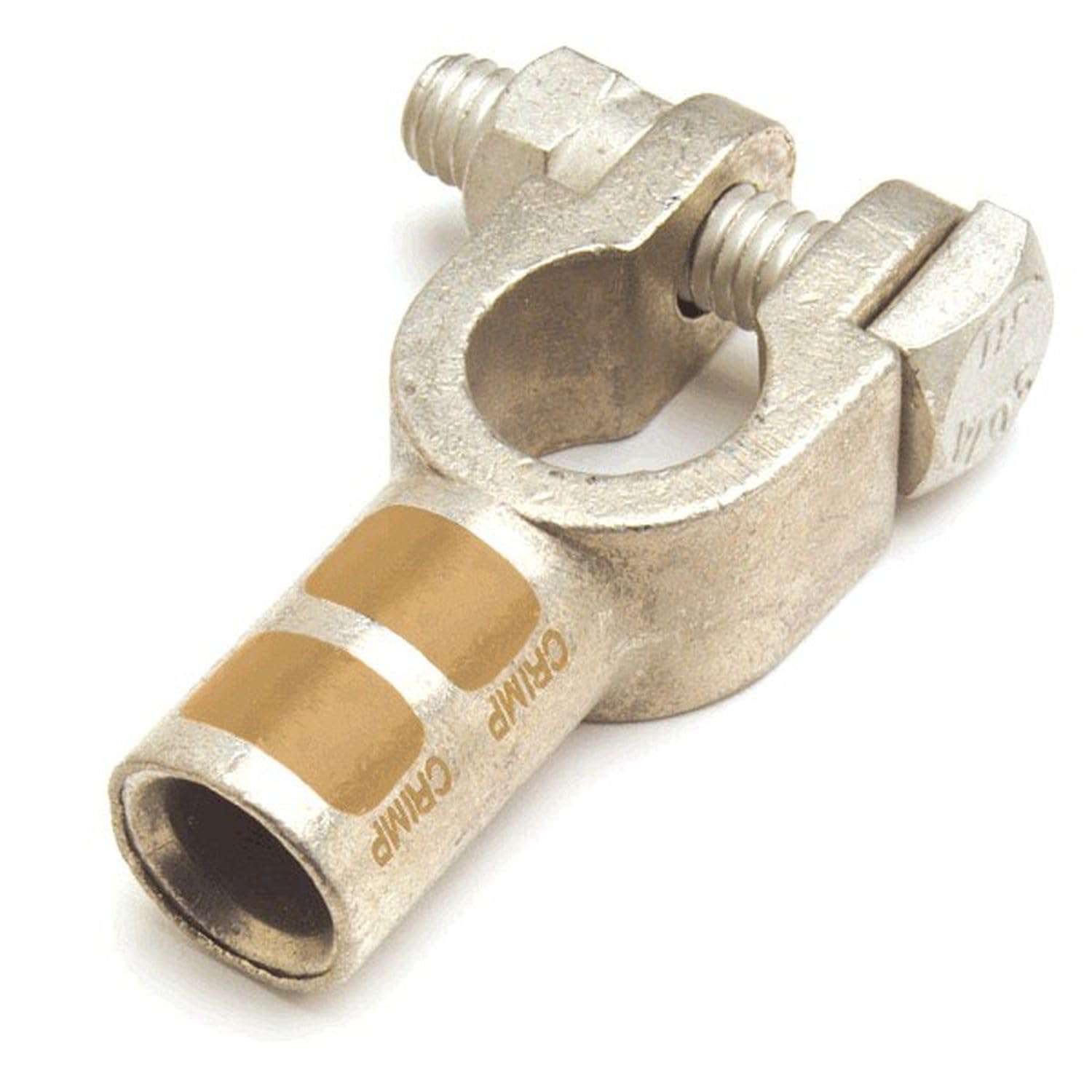 82-9058 Straight Barrel Die Cast Clamp - 2/0 Gauge Negative Battery Terminal for Car Audio, Solar Power, Marine & RV Applications - Orange