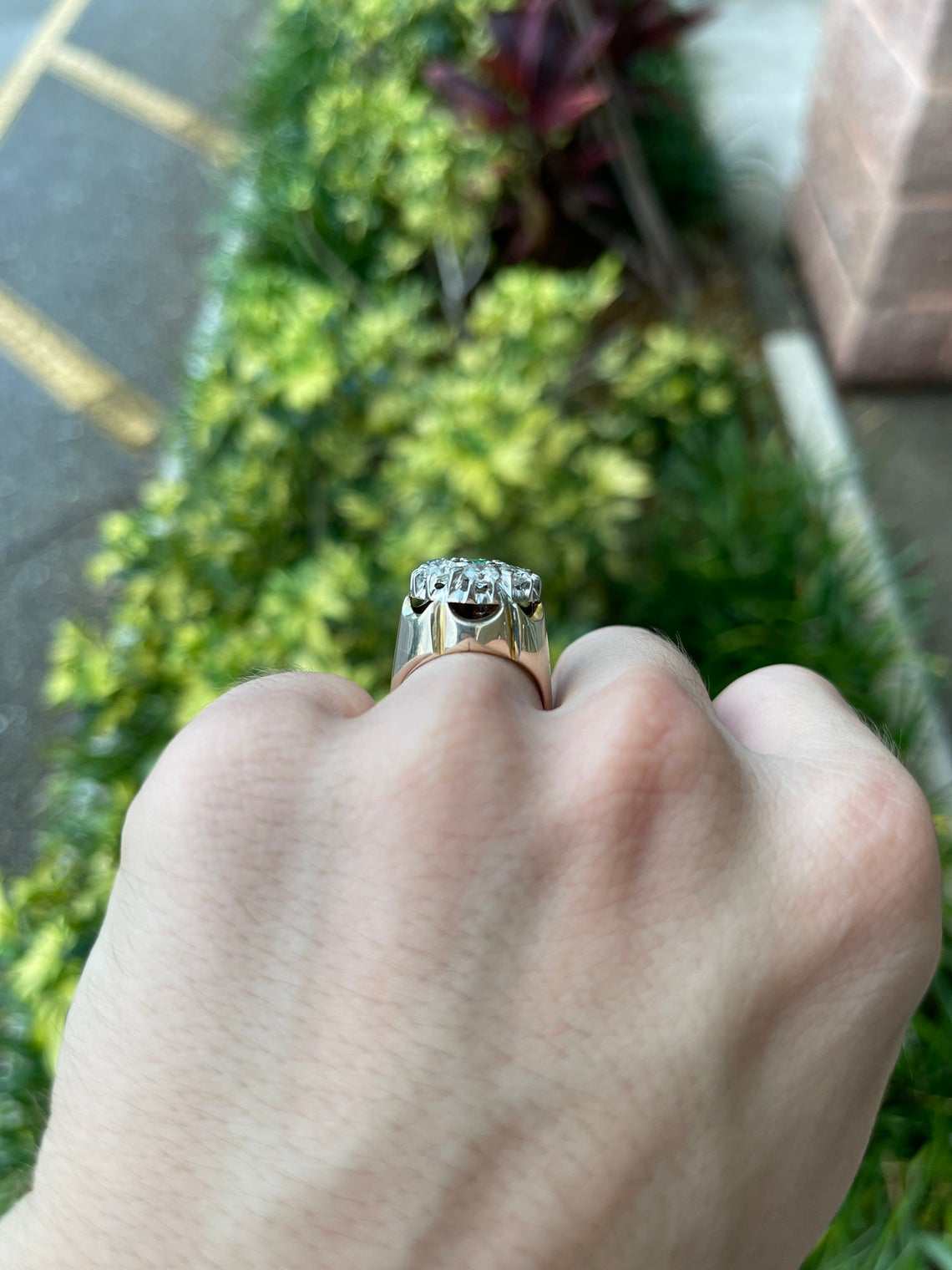 2.28tcw 19.3mm Wide 14K Gold Men's Diamond & Emerald Halo Cluster Ring for Wedding, Engagement, Anniversary & Special Occasions