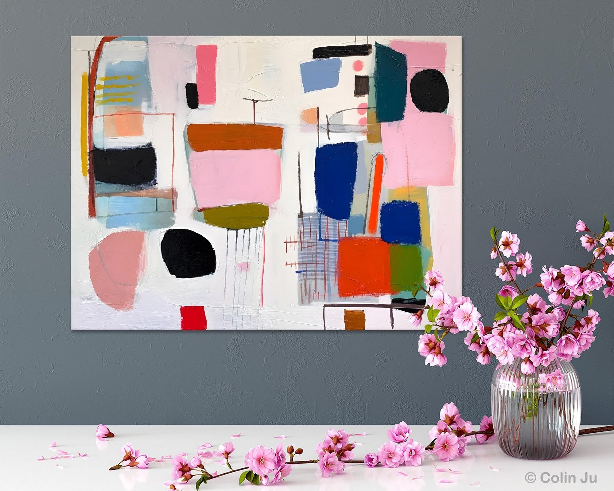 Original Modern Abstract Acrylic Painting on Canvas - Large Oversized Wall Art for Bedroom Decor | Contemporary Home & Office Wall Decor