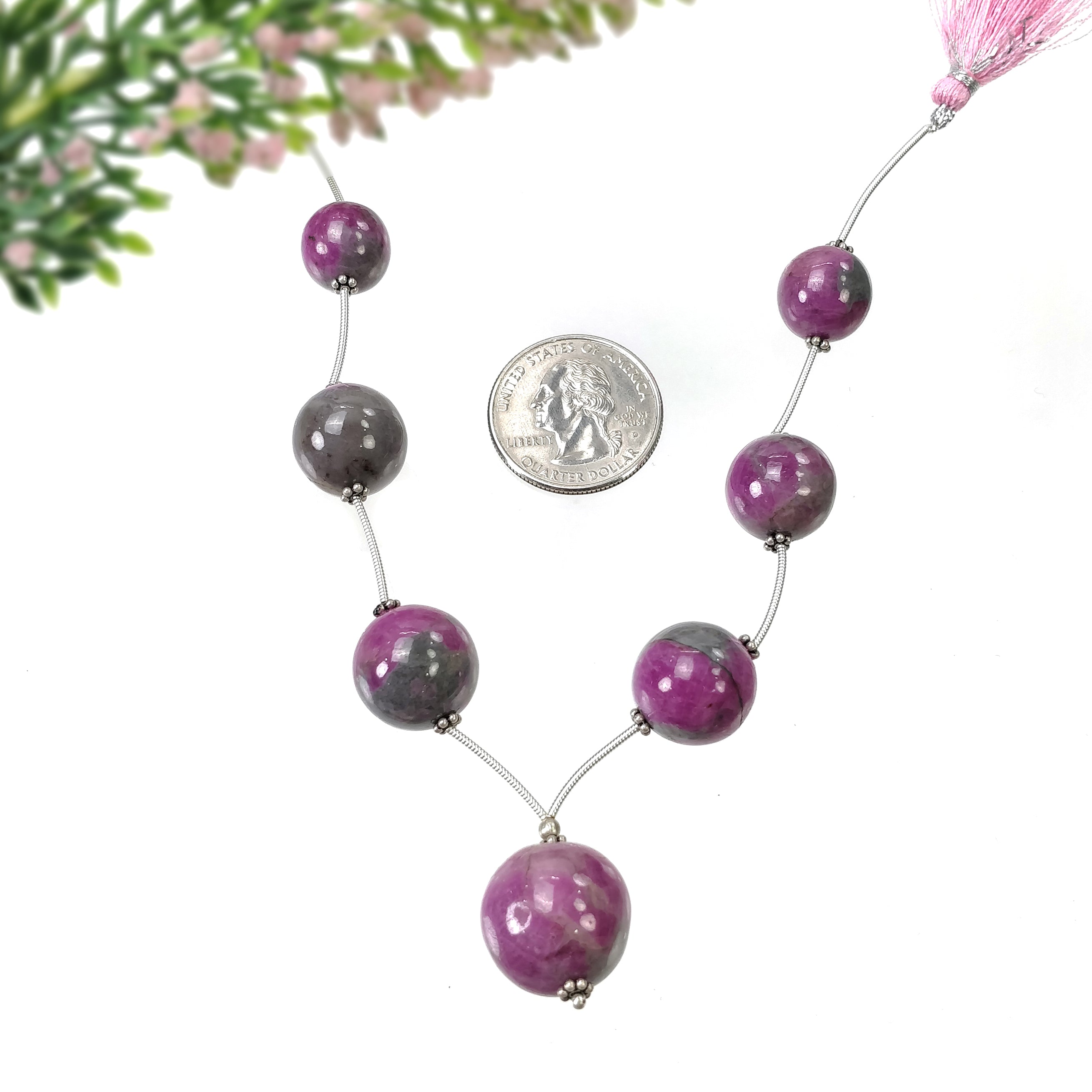 Natural Untreated Bi-Color Zoisite Ruby Gemstone Loose Beads (206.50cts, 12.5mm-17.5mm) - Perfect for Jewelry Making, DIY Crafts & Healing Crystal Collections